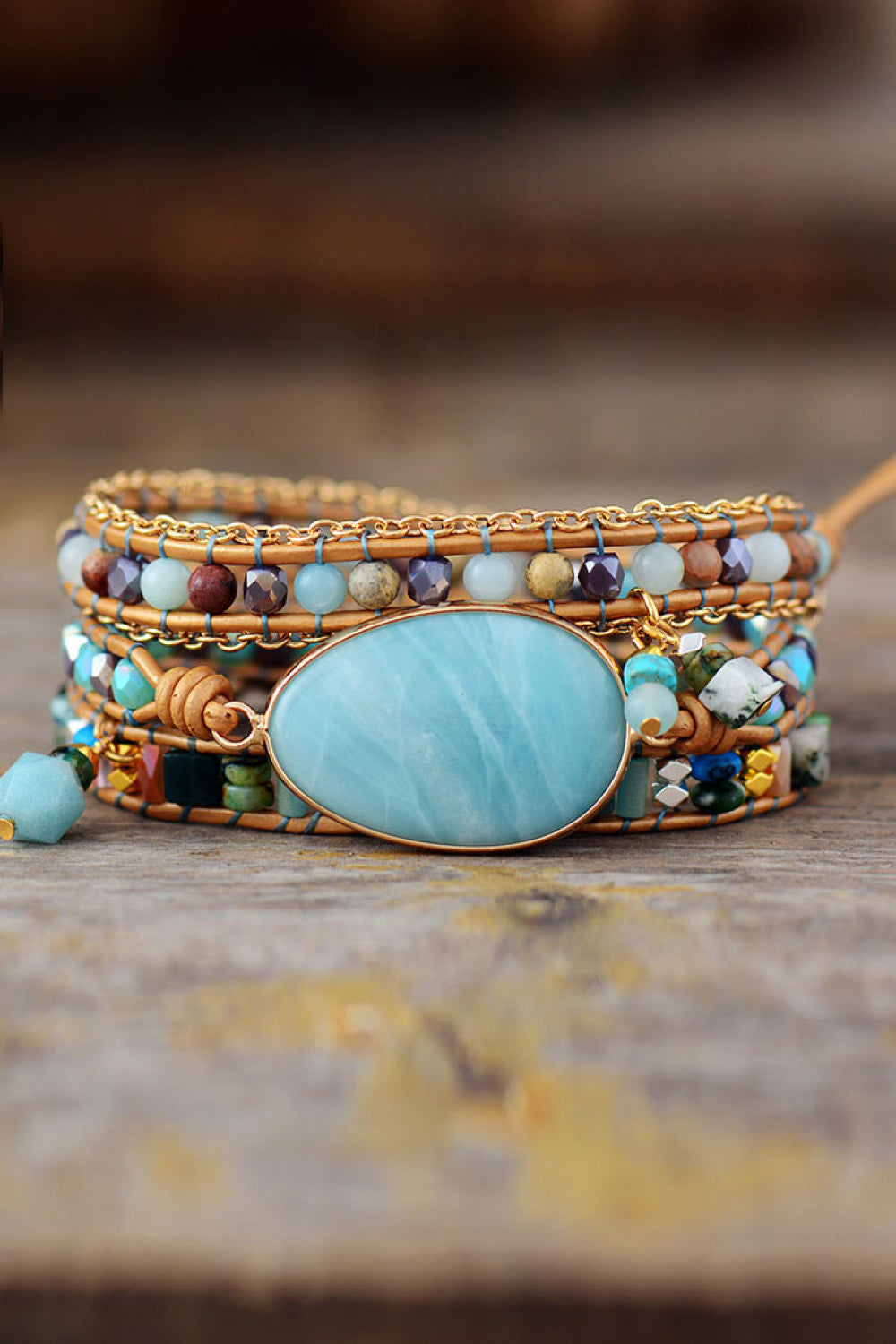 Handmade Natural Stone Beaded Triple Layer Bracelet - Treasured Gift's & More