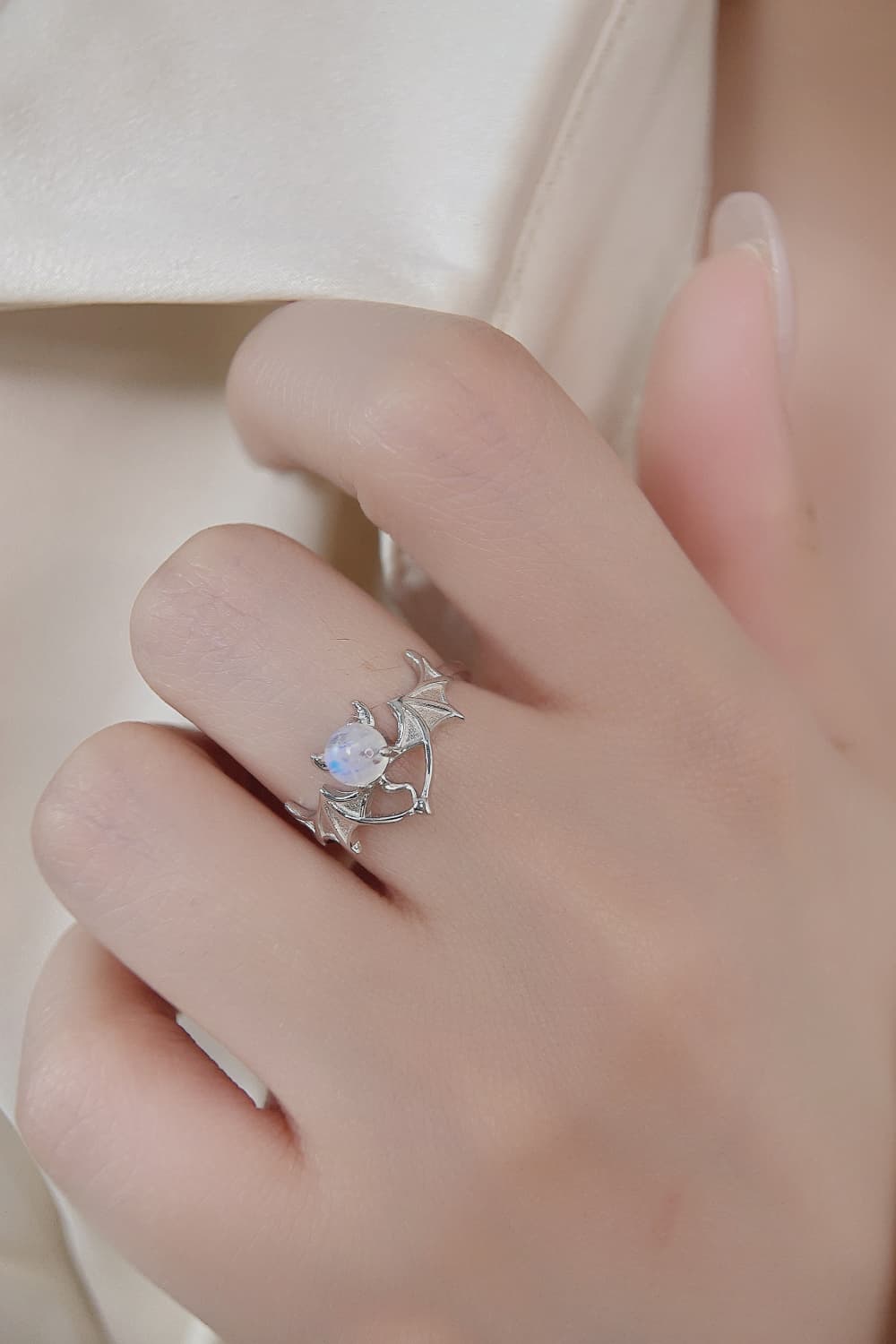 Moonstone Bat 925 Sterling Silver Ring - Treasured Gift's & More