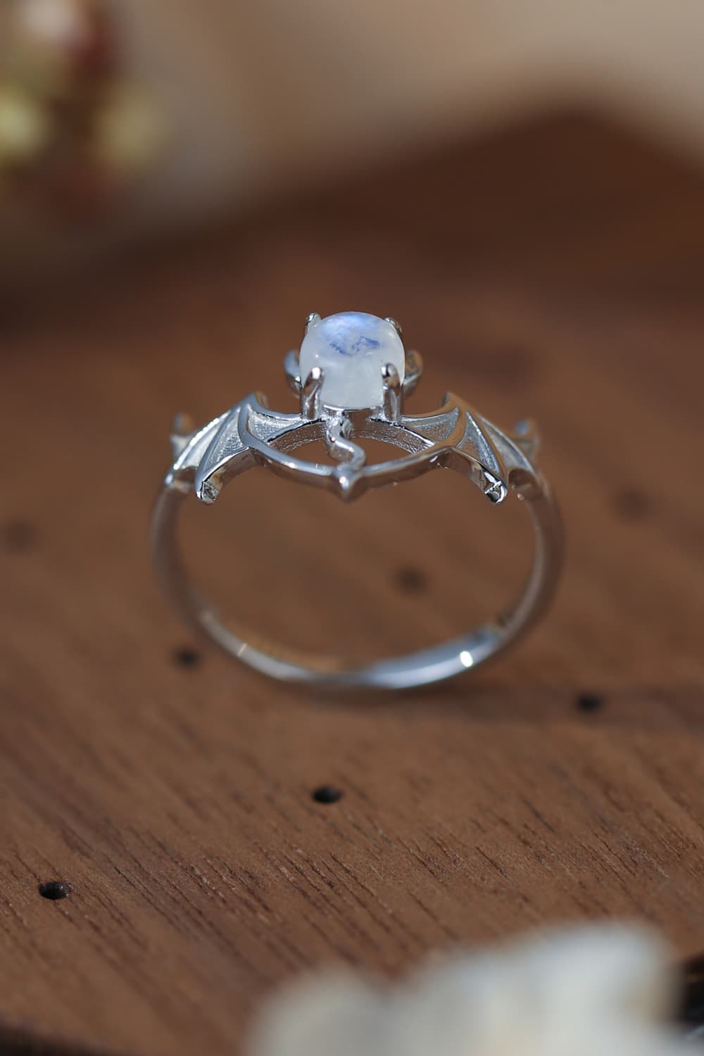 Moonstone Bat 925 Sterling Silver Ring - Treasured Gift's & More