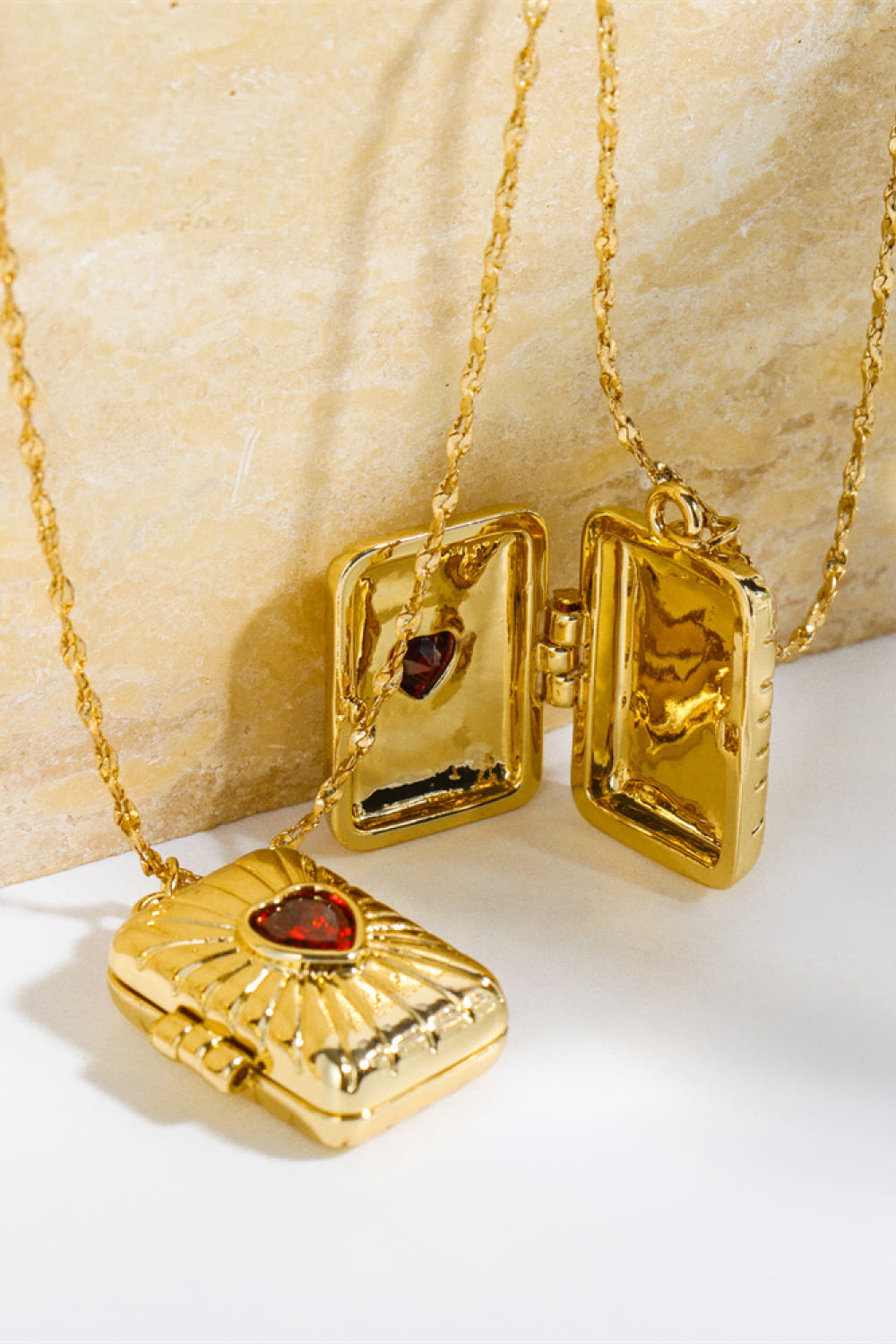 Heart Zircon Box Pendant Copper Necklace - Treasured Gift's & More