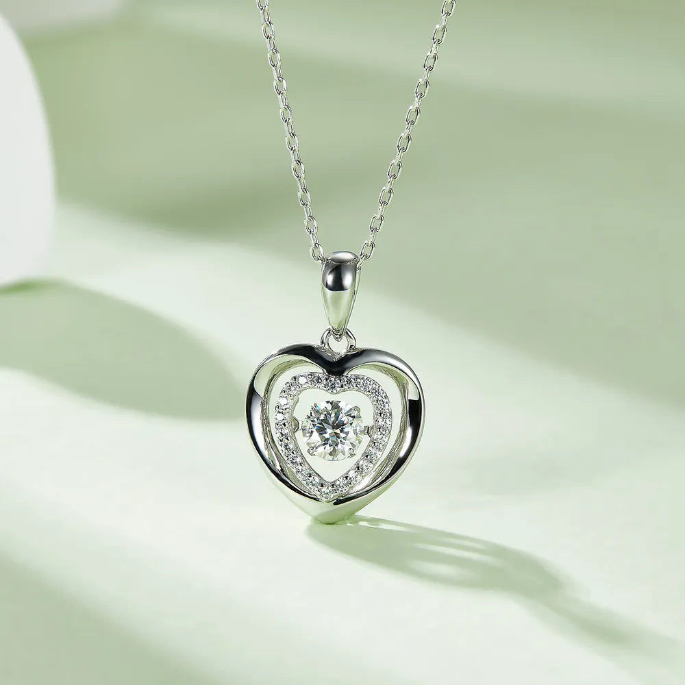 Moissanite 925 Sterling Silver Heart Necklace - Treasured Gift's & More