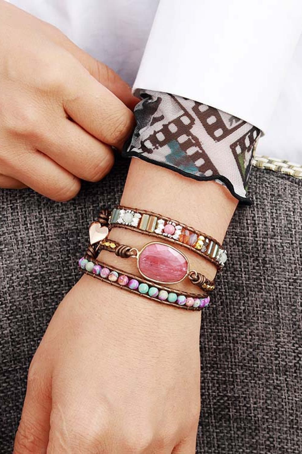 Handmade Crystal Beaded Natural Stone Bracelet - Treasured Gift's & More