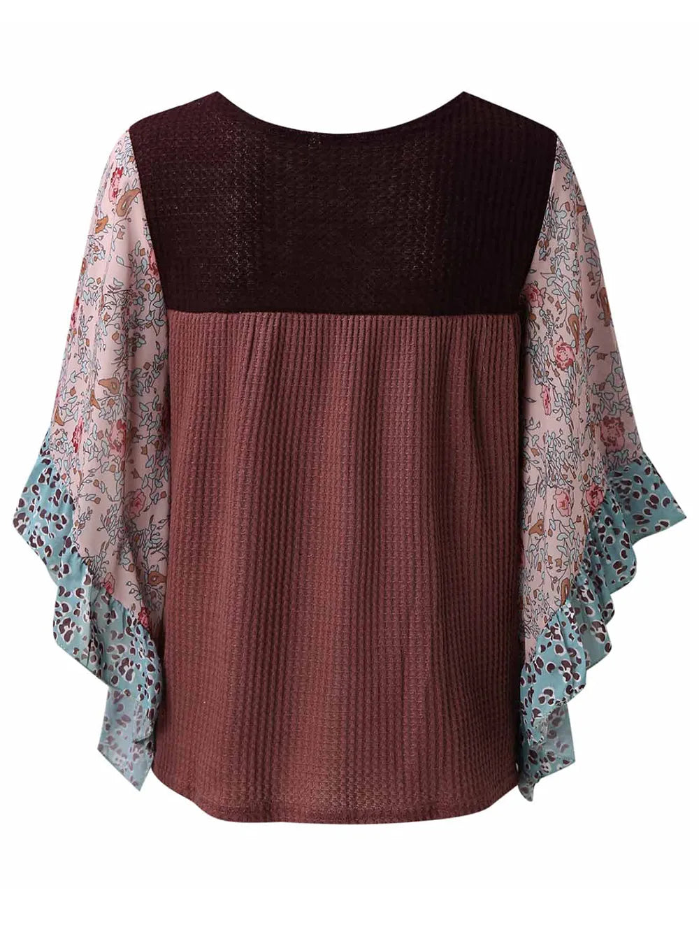 Full Size Printed Round Neck Three-Quarter Sleeve Blouse - Treasured Gift's & More