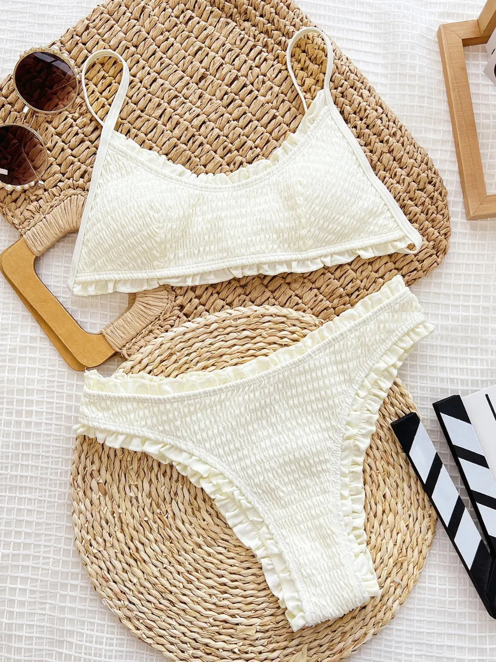 Frill Textured Spaghetti Strap Two-Piece Swim Set - Treasured Gift's & More