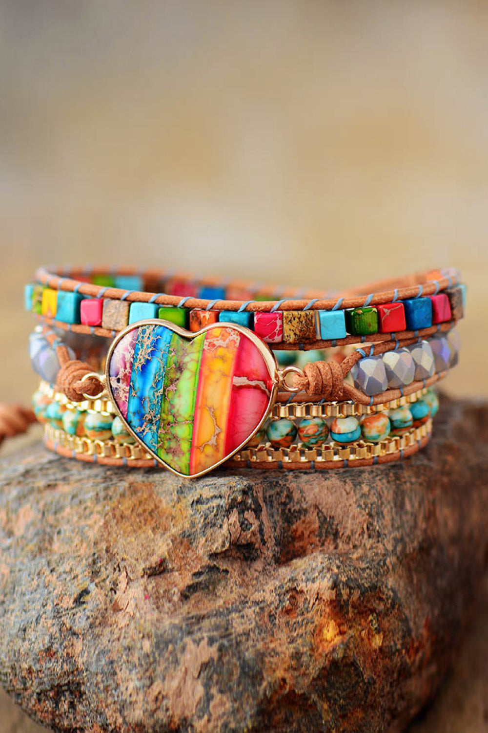 Imperial Jasper & Crystal Layered Bracelet - Treasured Gift's & More