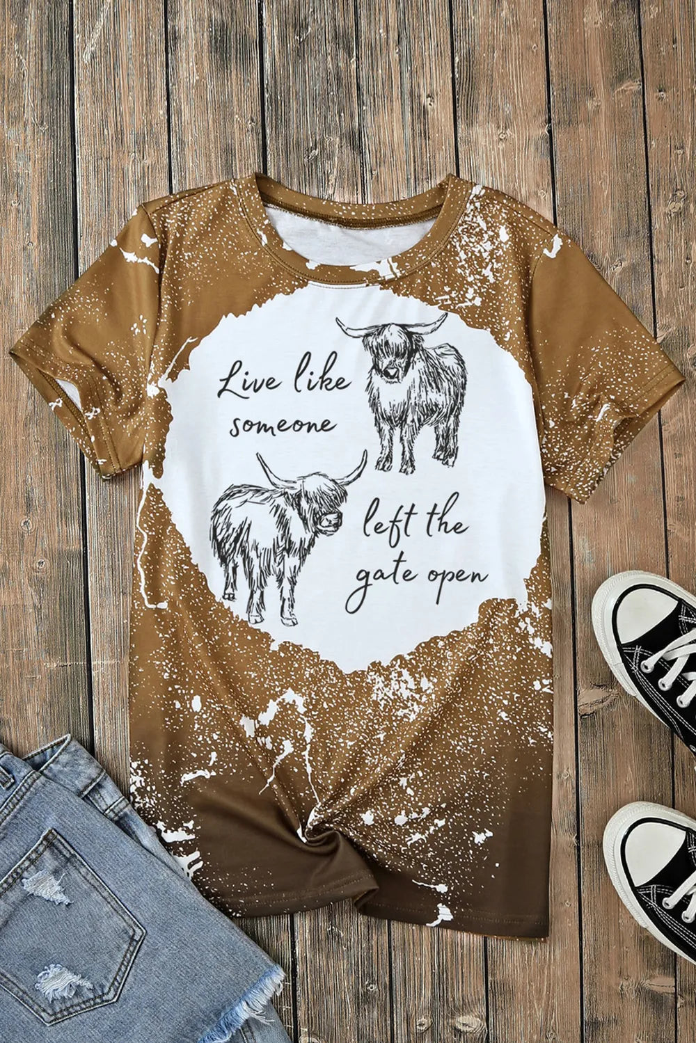 Graphic Round Neck Short Sleeve T-Shirt - Treasured Gift's & More