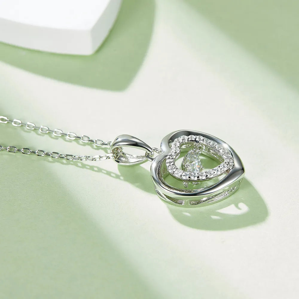 Moissanite 925 Sterling Silver Heart Necklace - Treasured Gift's & More