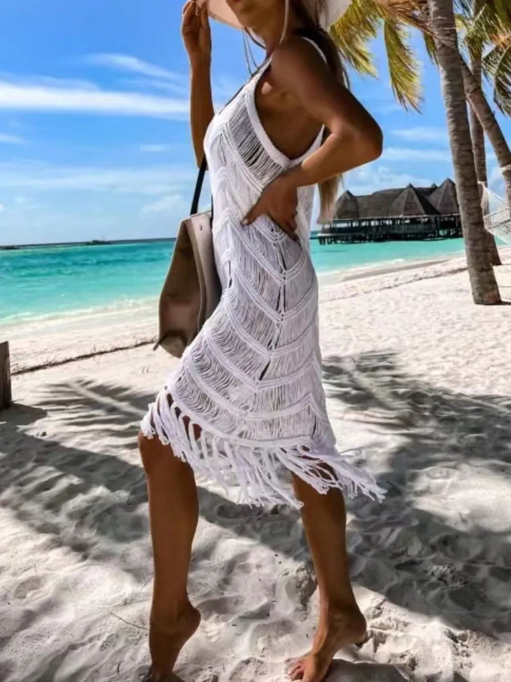 Fringe Scoop Neck Cover-Up - Treasured Gift's & More