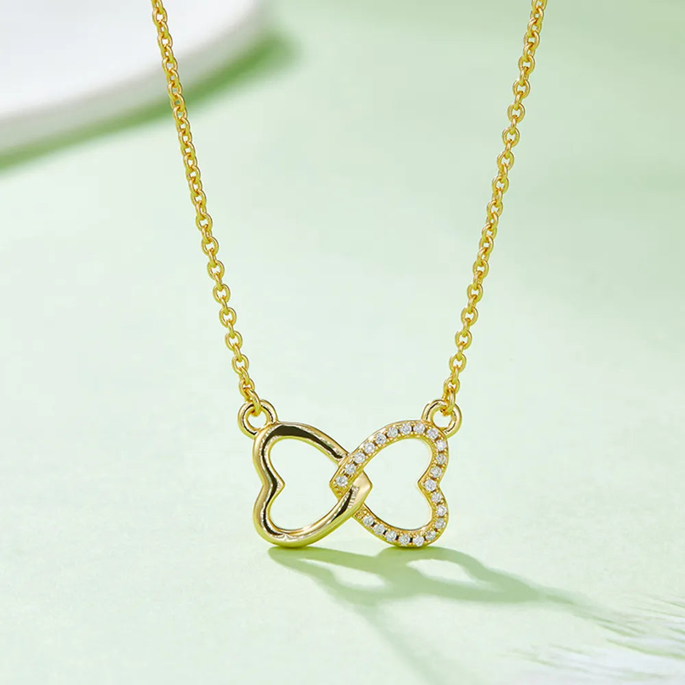 Moissanite 925 Sterling Silver Heart Bow Necklace - Treasured Gift's & More