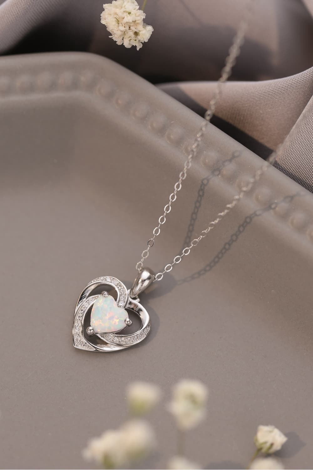 Opal Heart Pendant Necklace - Treasured Gift's & More