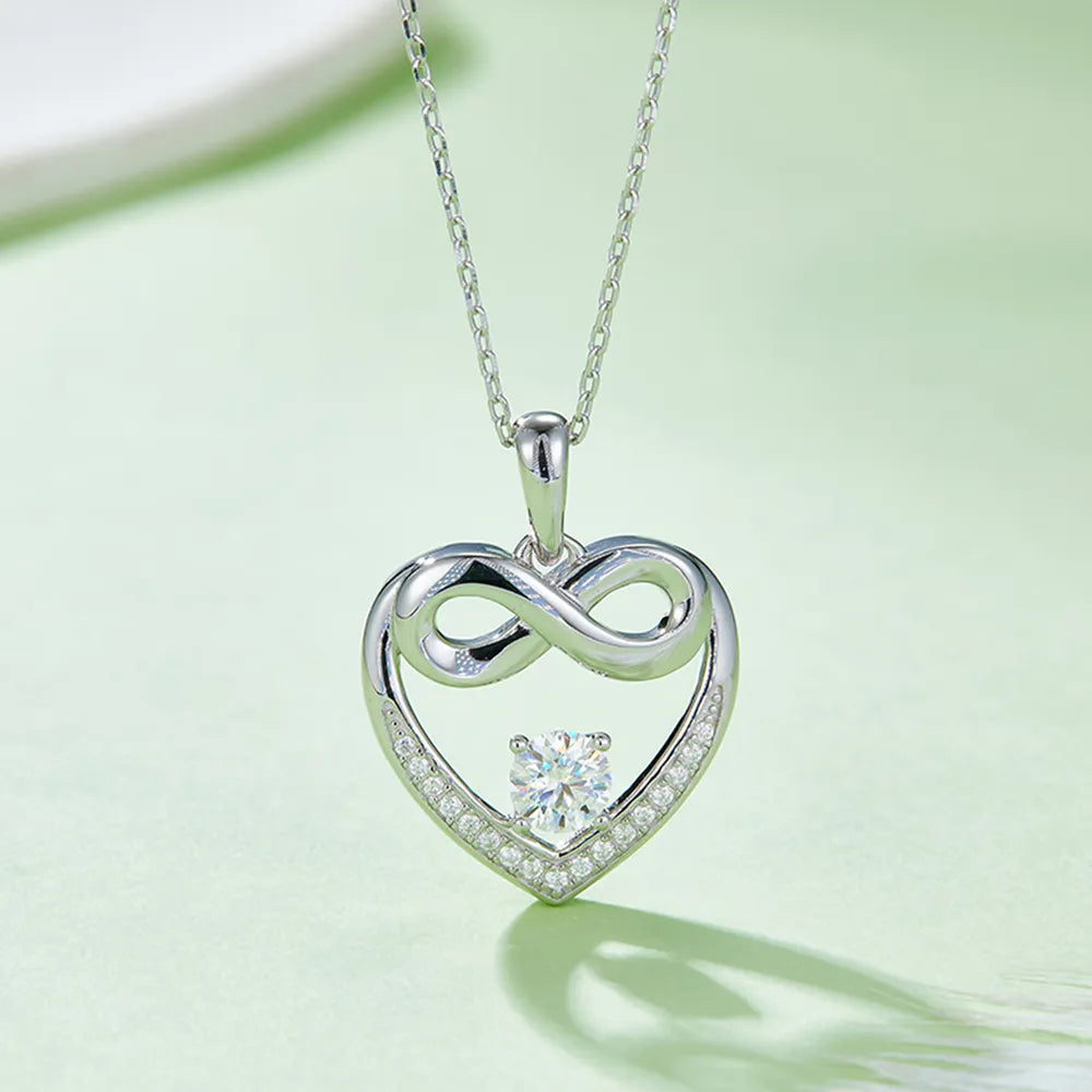 Moissanite 925 Sterling Silver Heart Necklace - Treasured Gift's & More