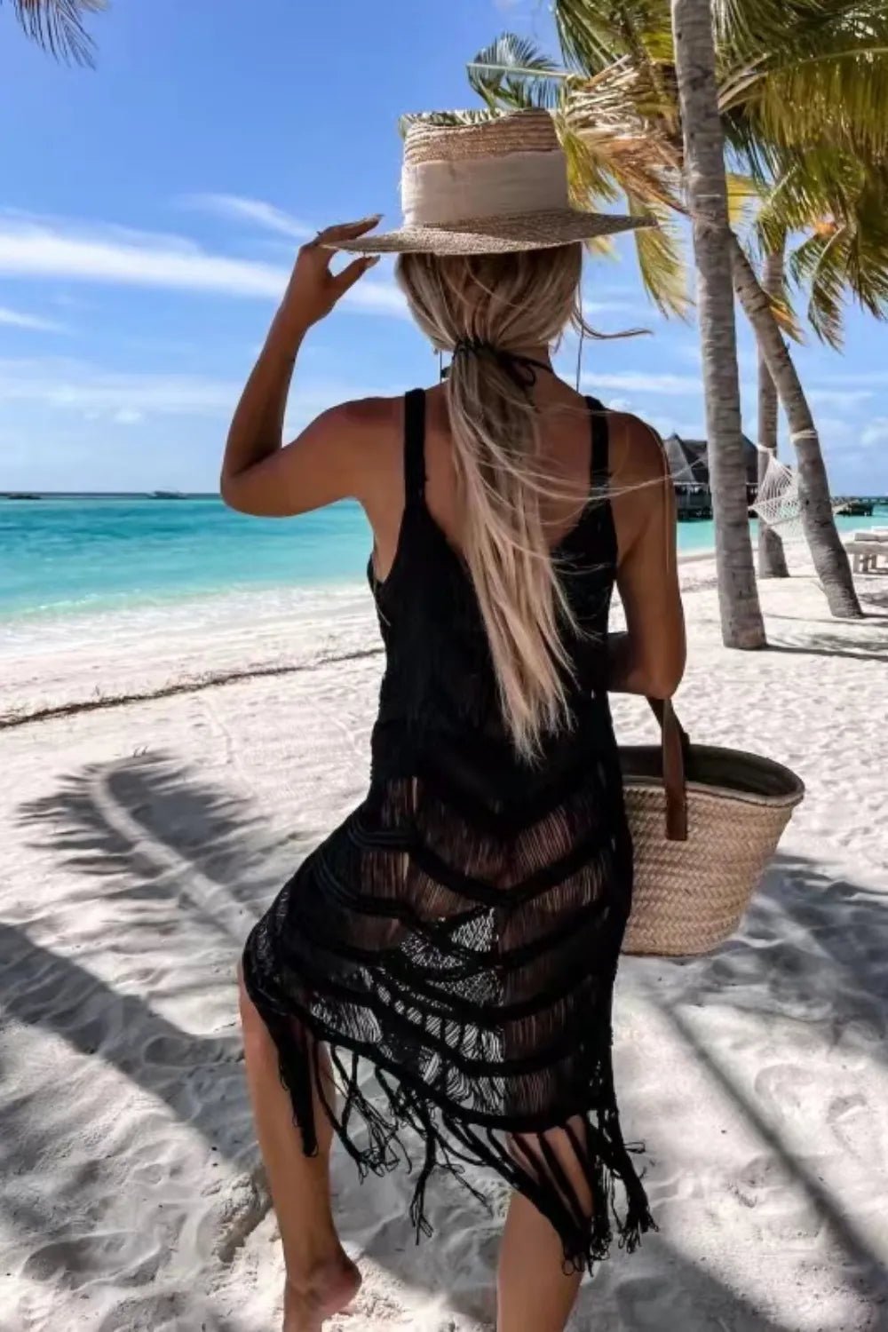 Fringe Scoop Neck Cover-Up - Treasured Gift's & More
