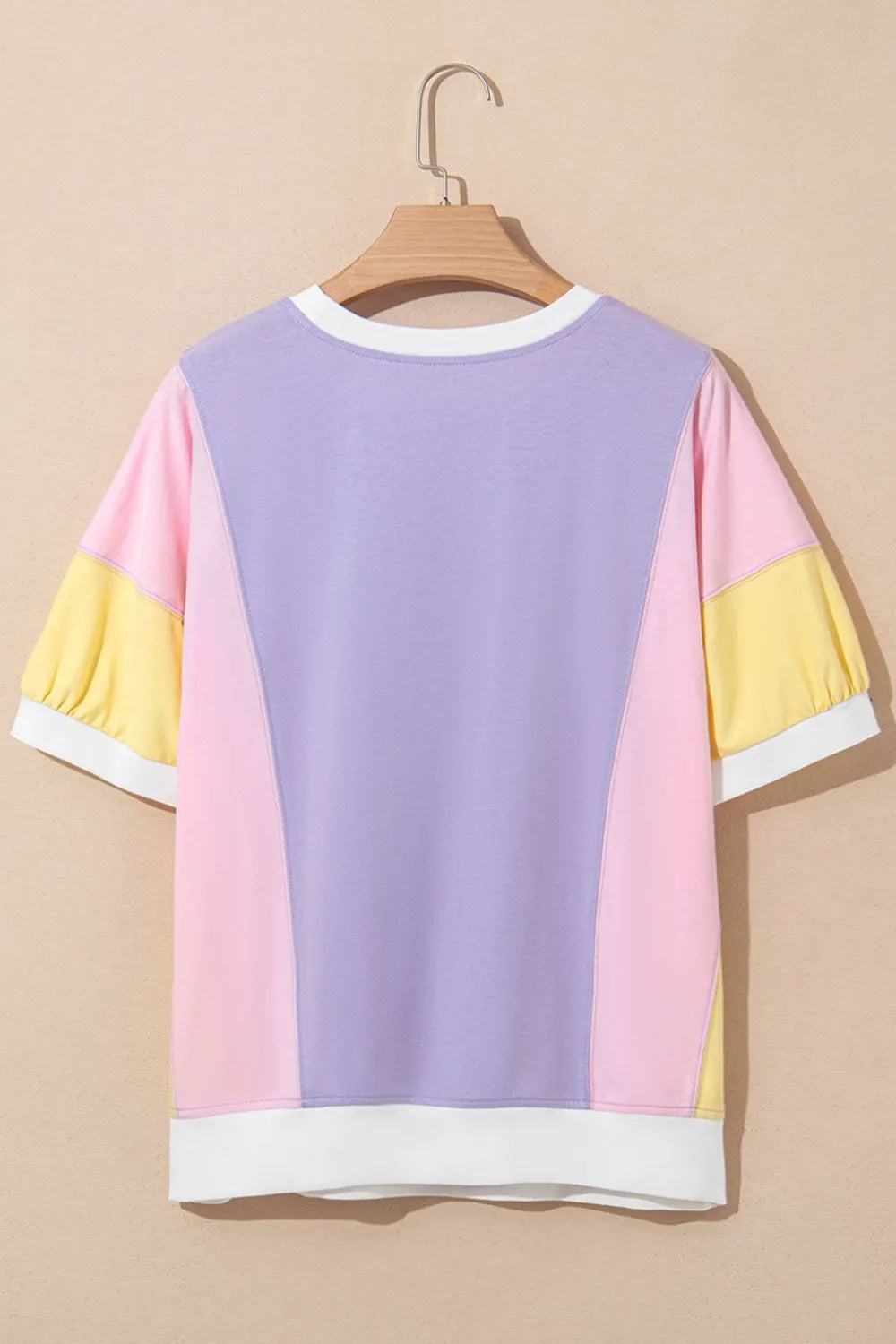 Color Block Patchwork Half Sleeve Oversized T Shirt - Treasured Gift's & More