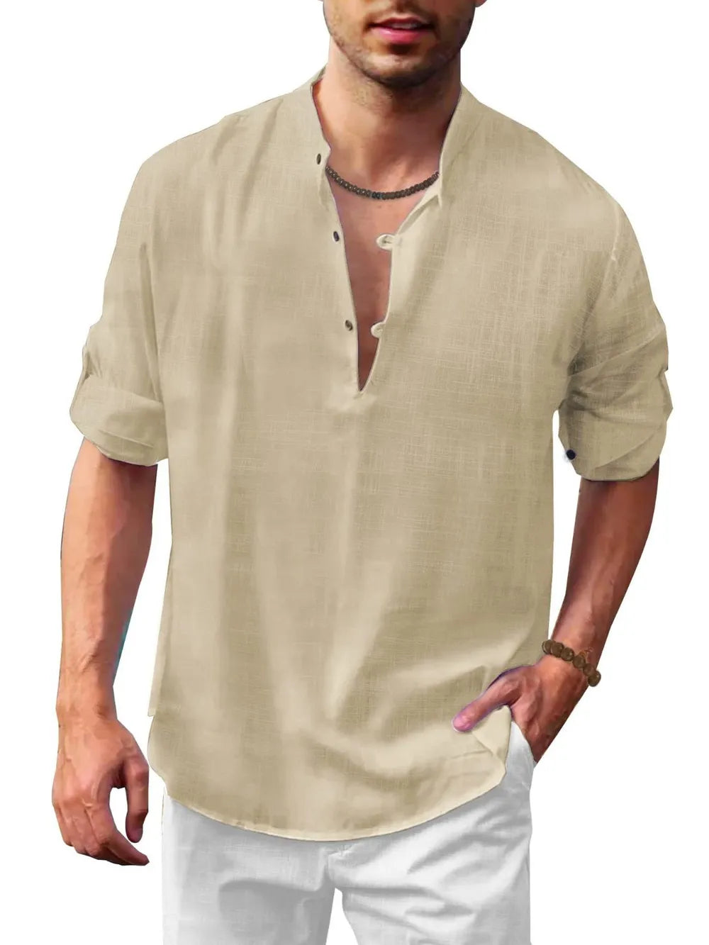 Men's Full Size Half Button Long Sleeve Shirt Plus Size - Treasured Gift's & More