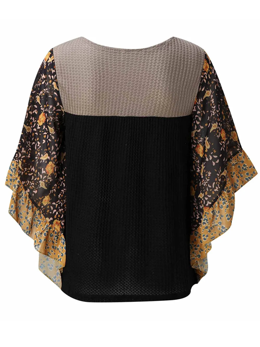 Full Size Printed Round Neck Three-Quarter Sleeve Blouse - Treasured Gift's & More