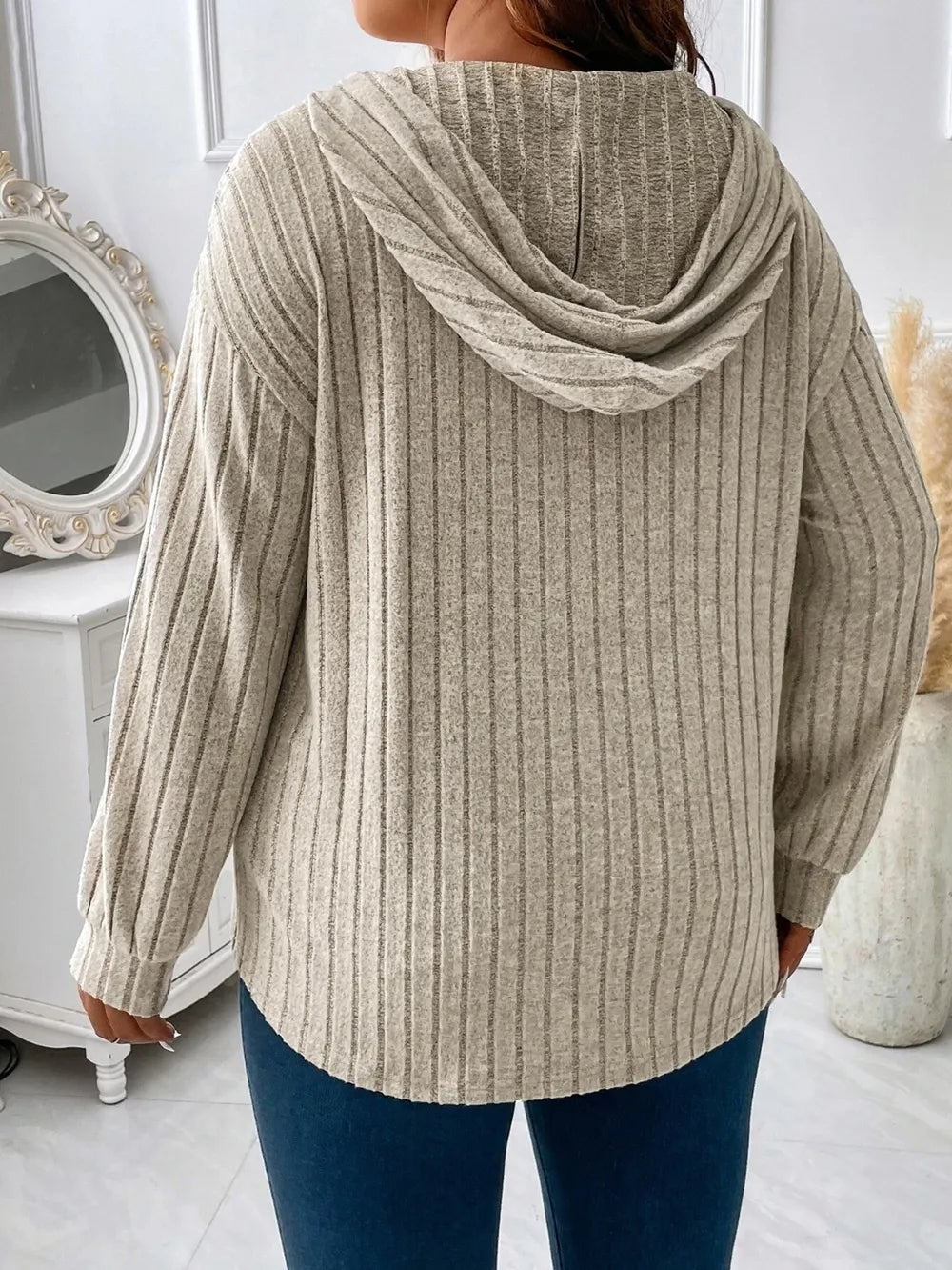 Plus Size Drawstring Dropped Shoulder Hooded T-Shirt - Treasured Gift's & More