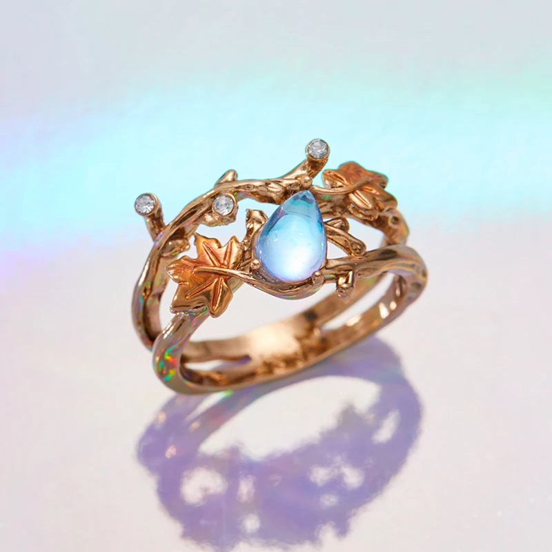 Creative Retro Niche Exquisite Branch Maple Leaf Ring