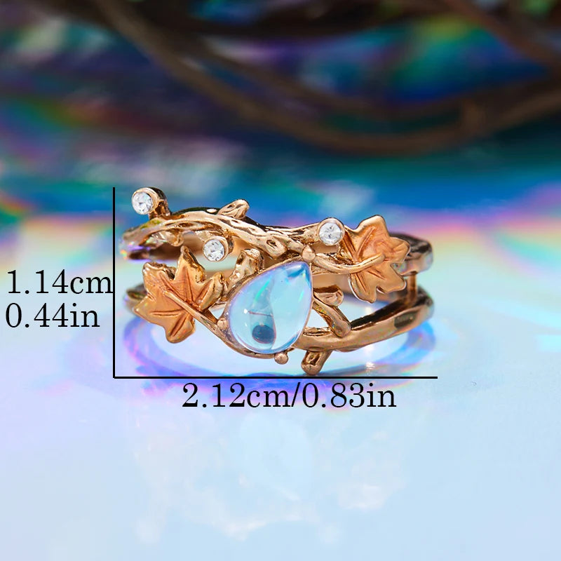Creative Retro Niche Exquisite Branch Maple Leaf Ring