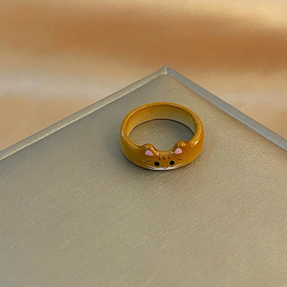 Creative Cute Cat Drop Glaze Women's Ring
