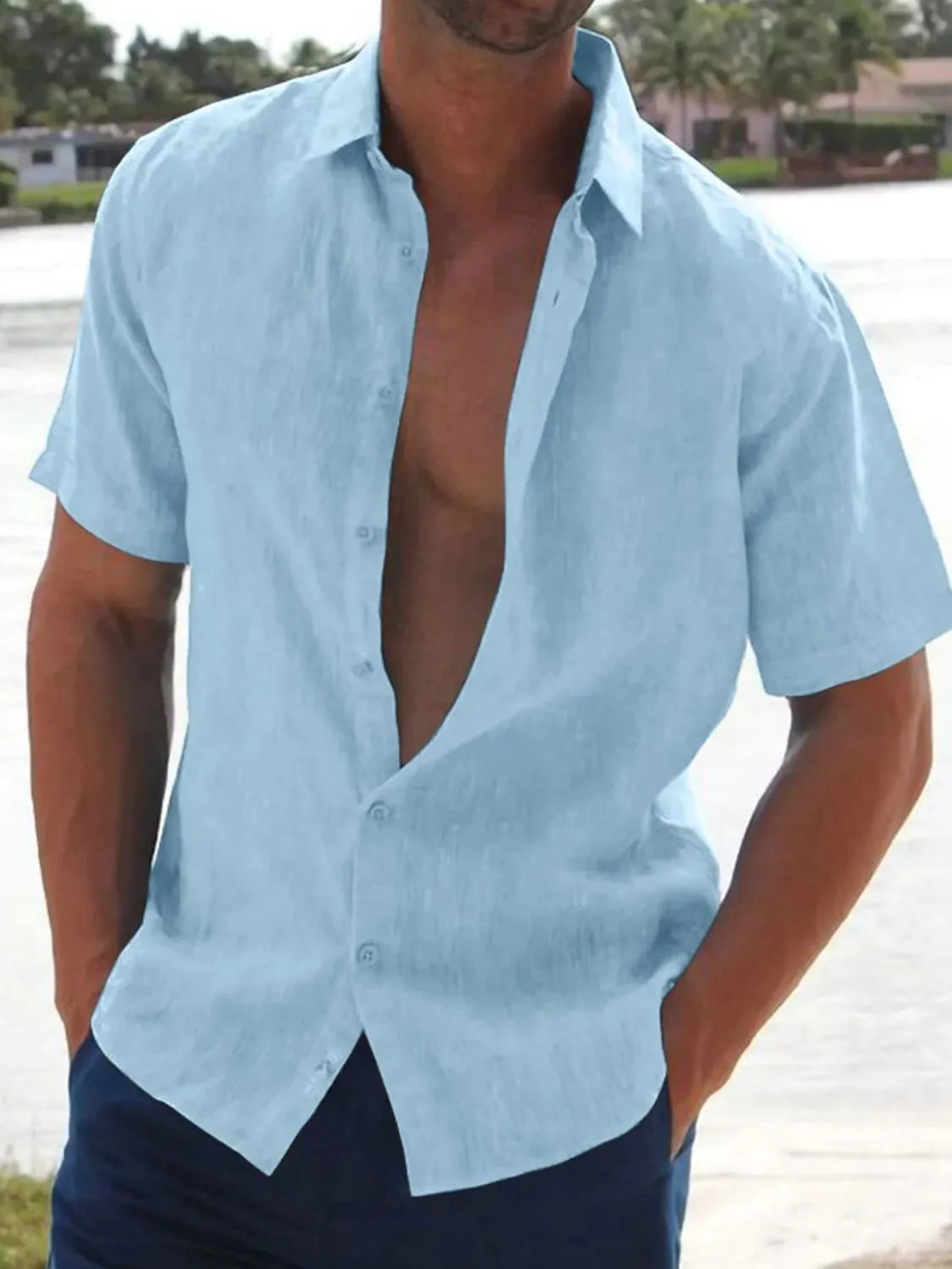 Men's Full Size Button Up Short Sleeve Shirt Plus Size - Treasured Gift's & More