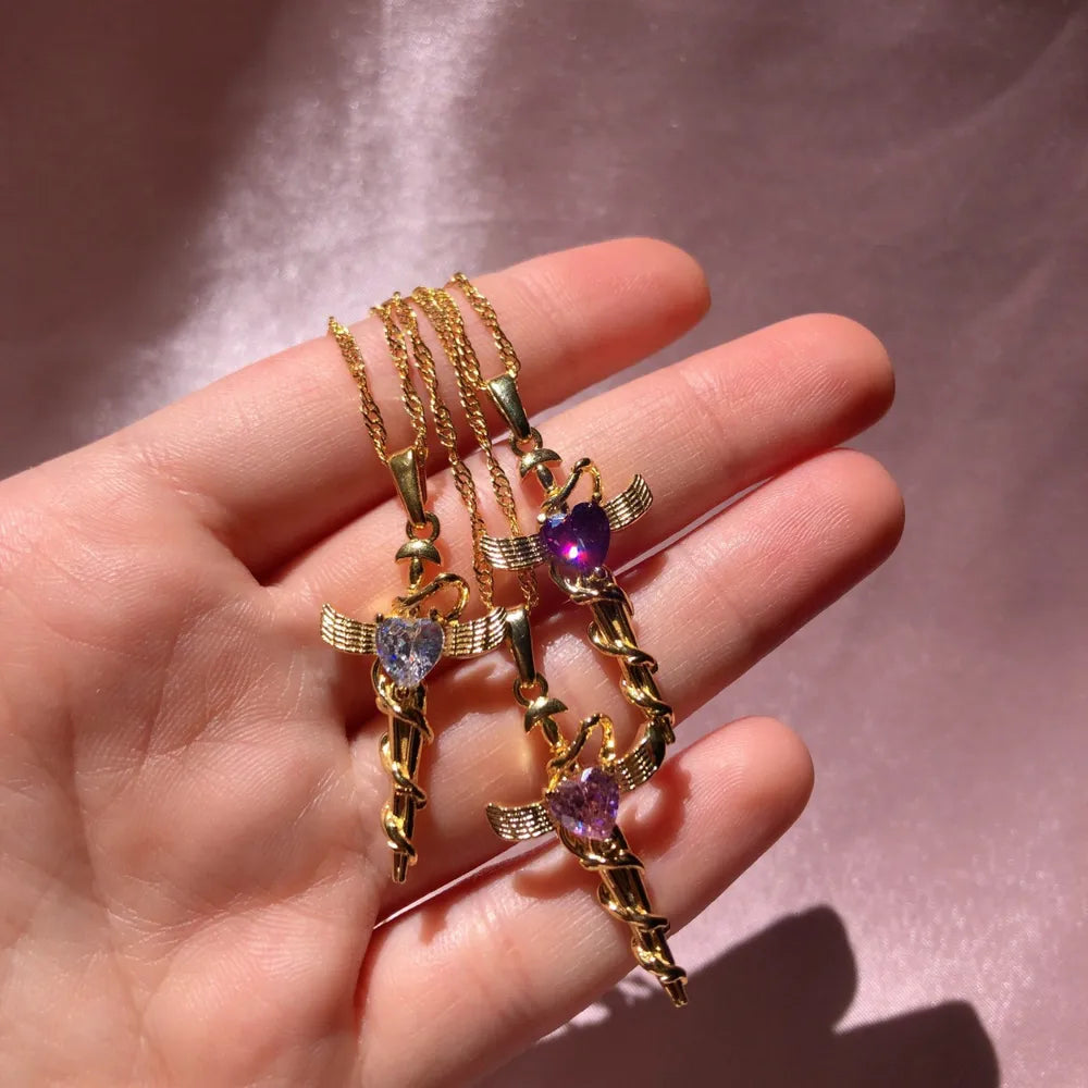 Copper Zircon Cross Pendant Necklace - Treasured Gift's & More