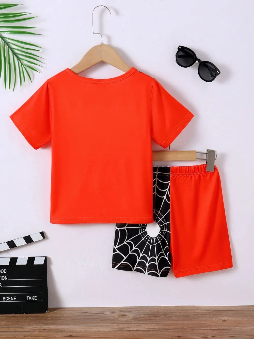 Children's Spider Round Neck Short Sleeve T-Shirt and Pants Set - Treasured Gift's & More