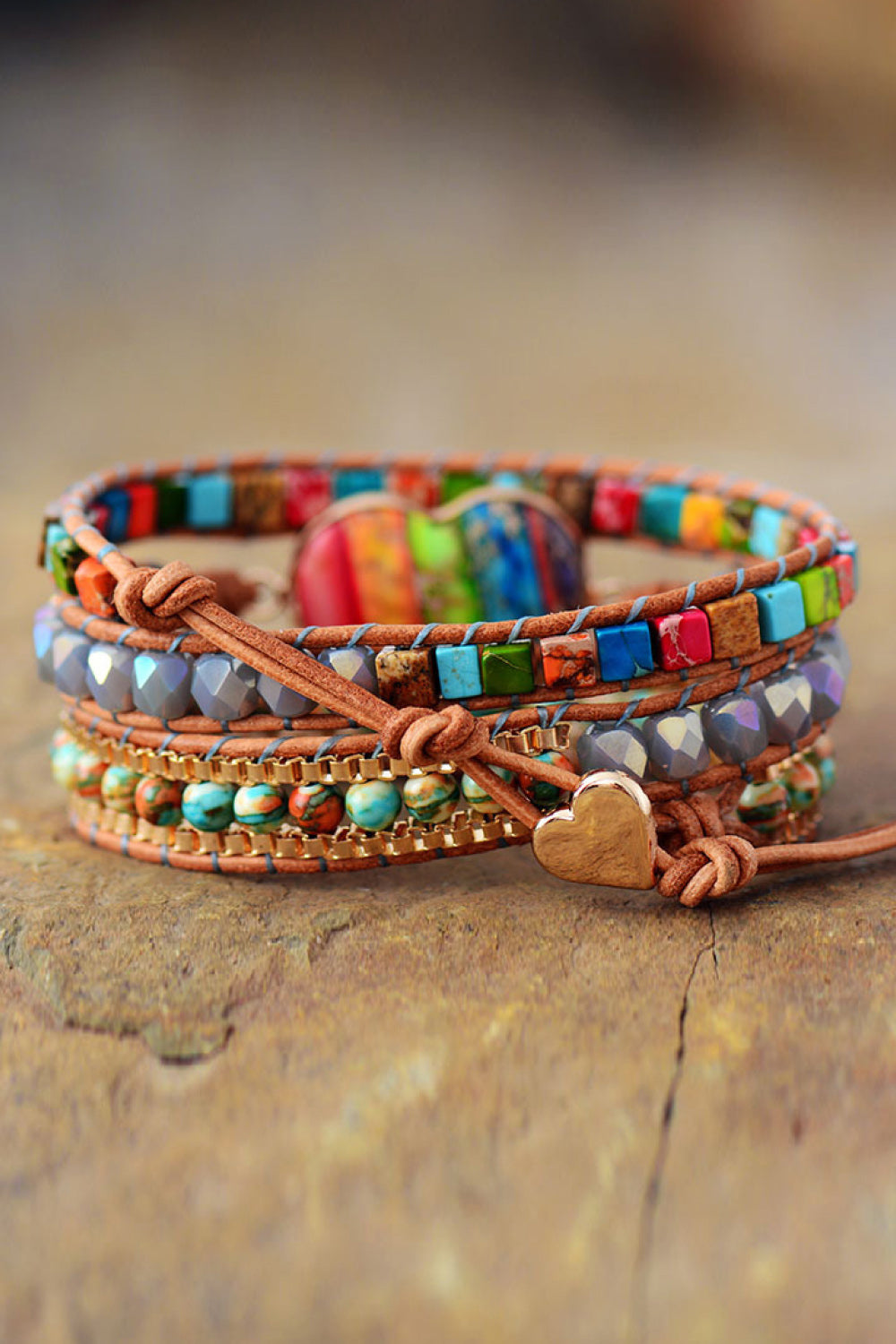 Imperial Jasper & Crystal Layered Bracelet - Treasured Gift's & More