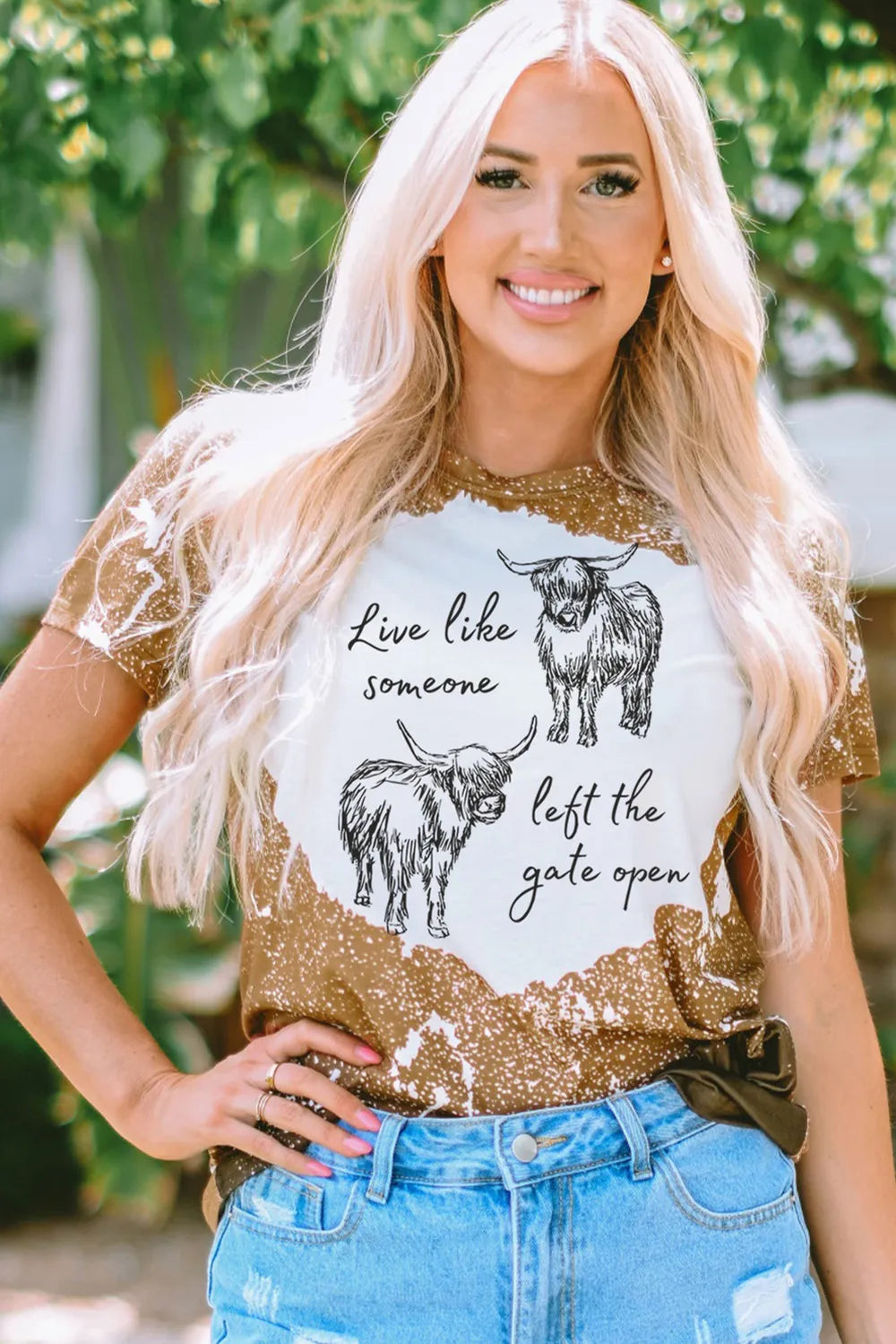 Graphic Round Neck Short Sleeve T-Shirt - Treasured Gift's & More