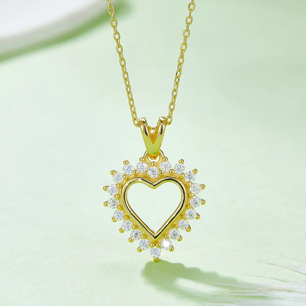 Moissanite 925 Sterling Silver Heart Pendant Necklace - Treasured Gift's & More