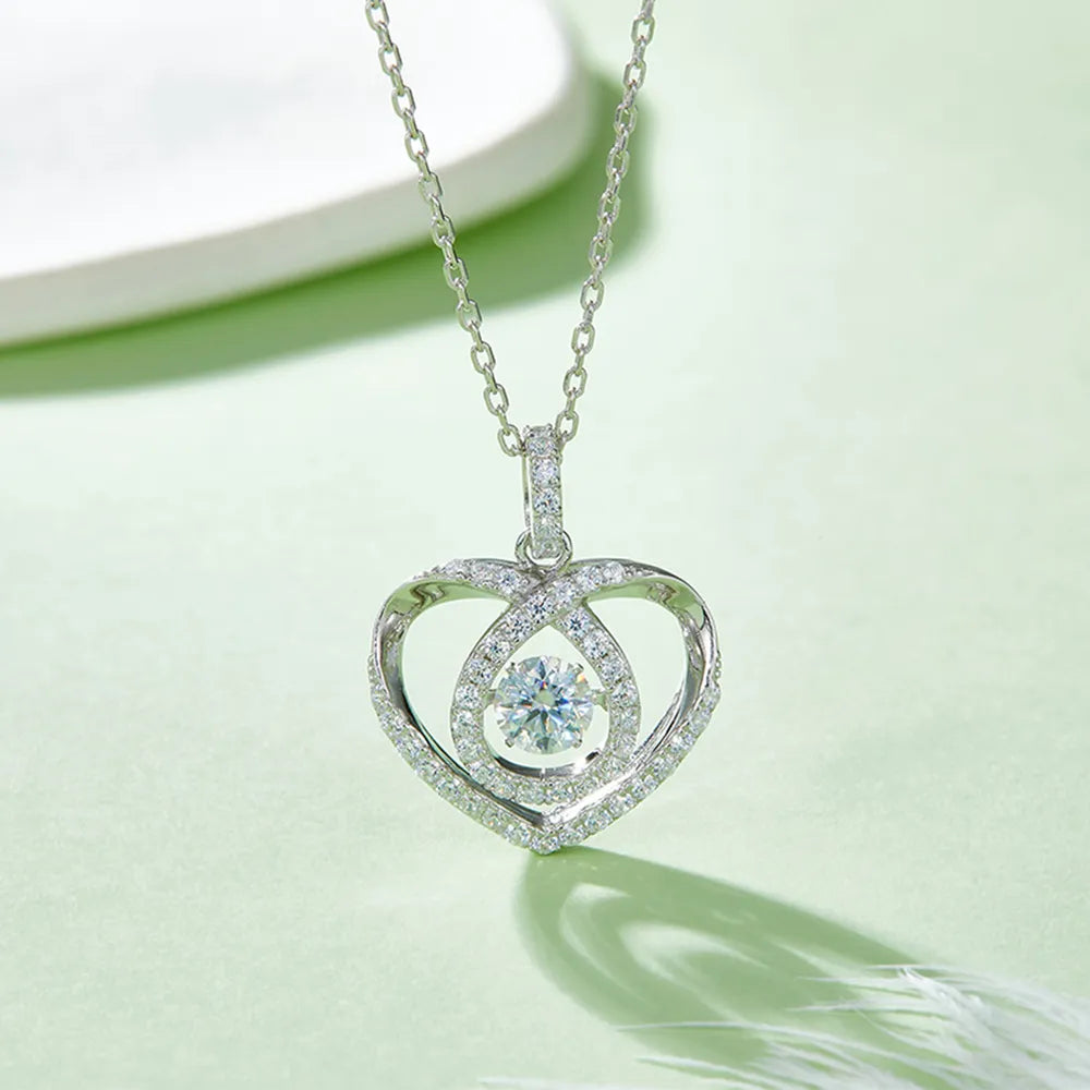 Moissanite 925 Sterling Silver Heart Shape Necklace - Treasured Gift's & More