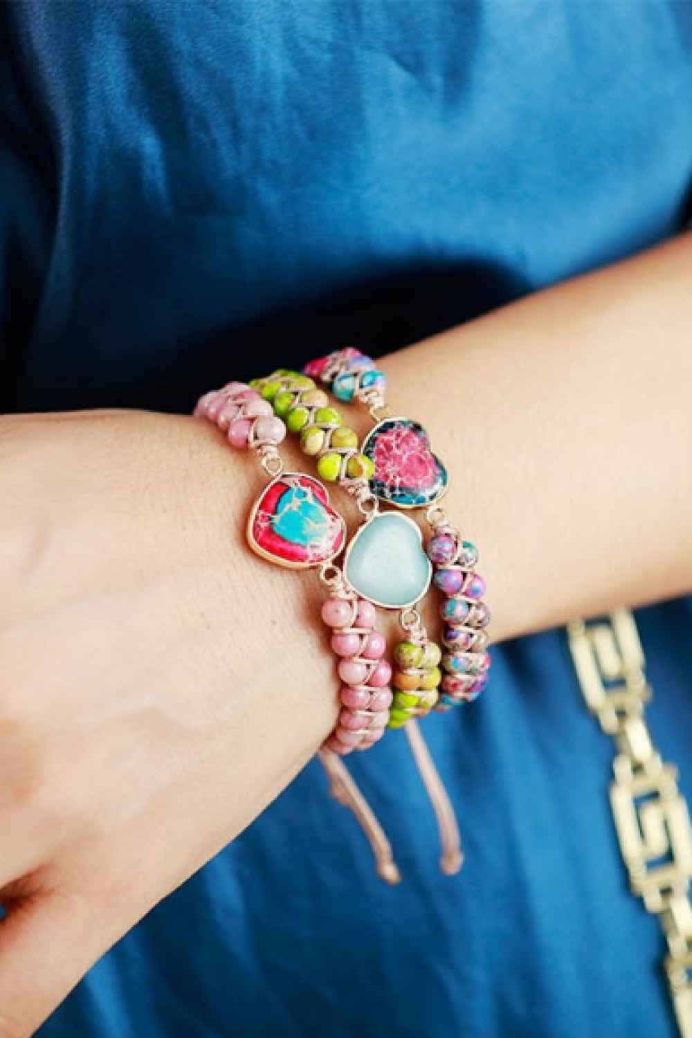 Handmade Heart Shape Natural Stone Bracelet - Treasured Gift's & More