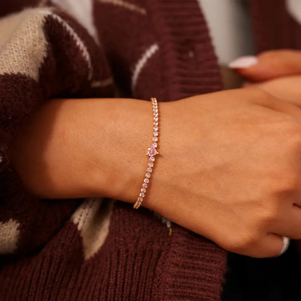 Heart Shape Inlaid Zircon 18K Gold-Plated Bracelet - Treasured Gift's & More