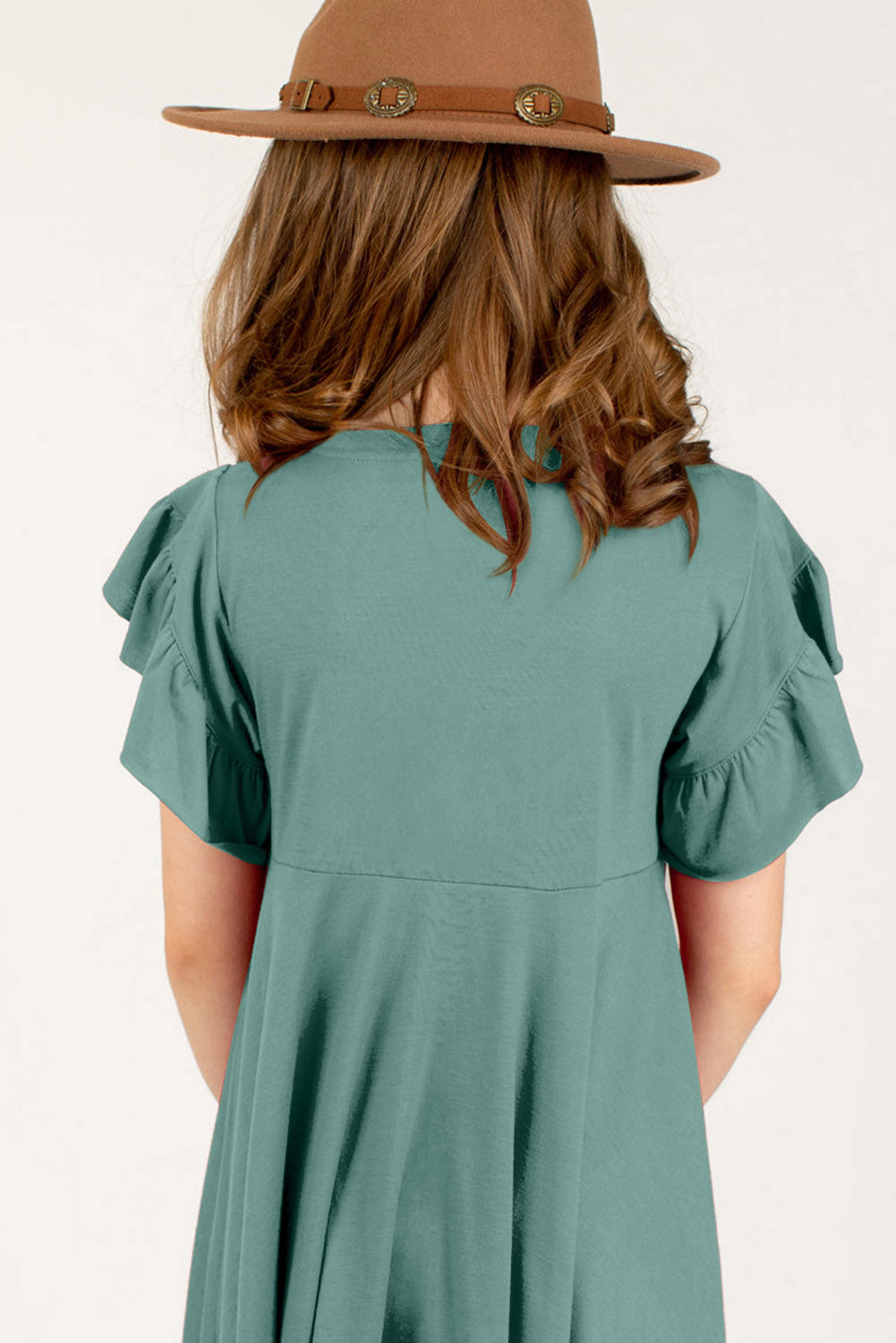Round Neck Petal Sleeve Dress - Treasured Gift's & More