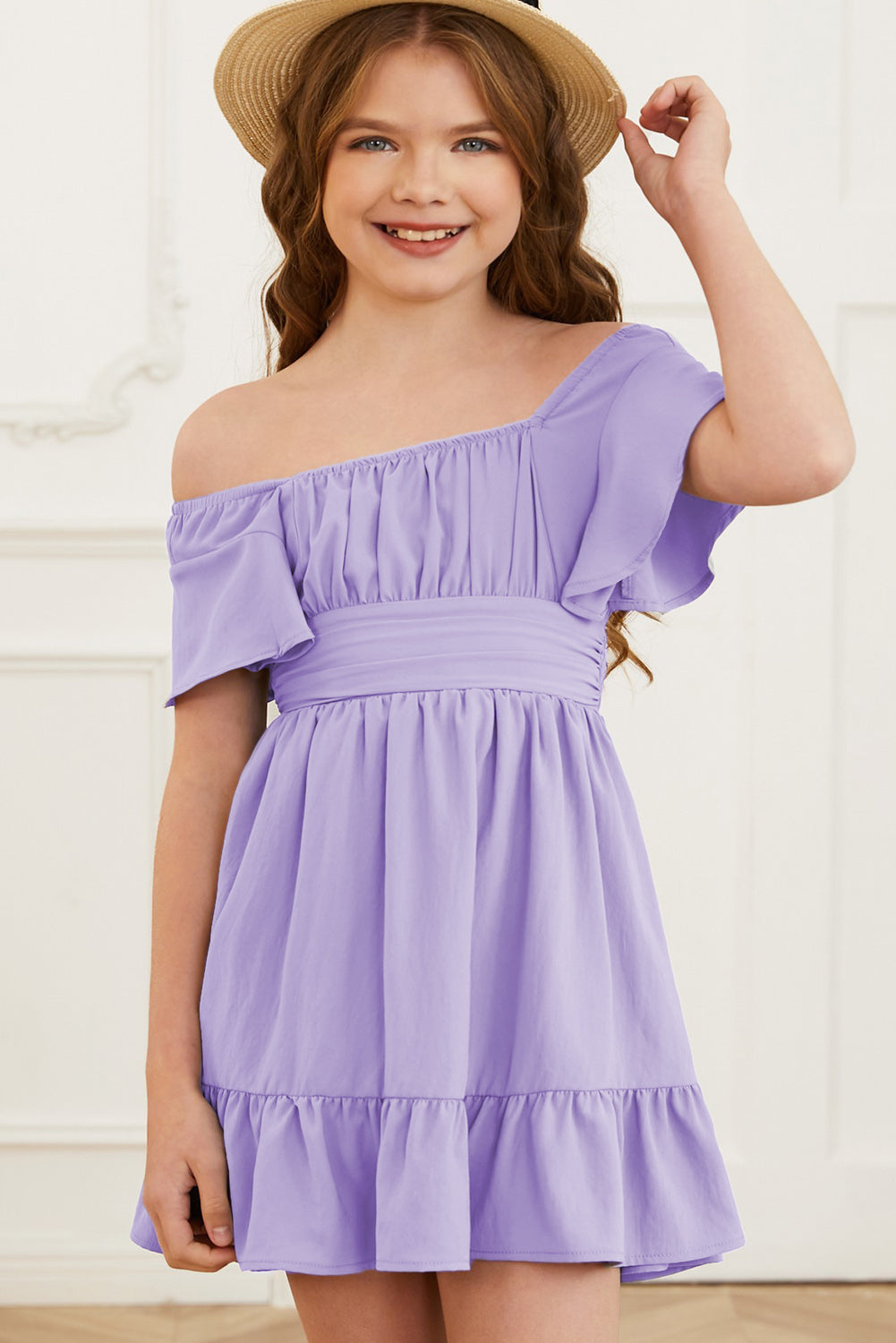 Ruffle Hem Tie-Back Flutter Sleeve Dress - Treasured Gift's & More