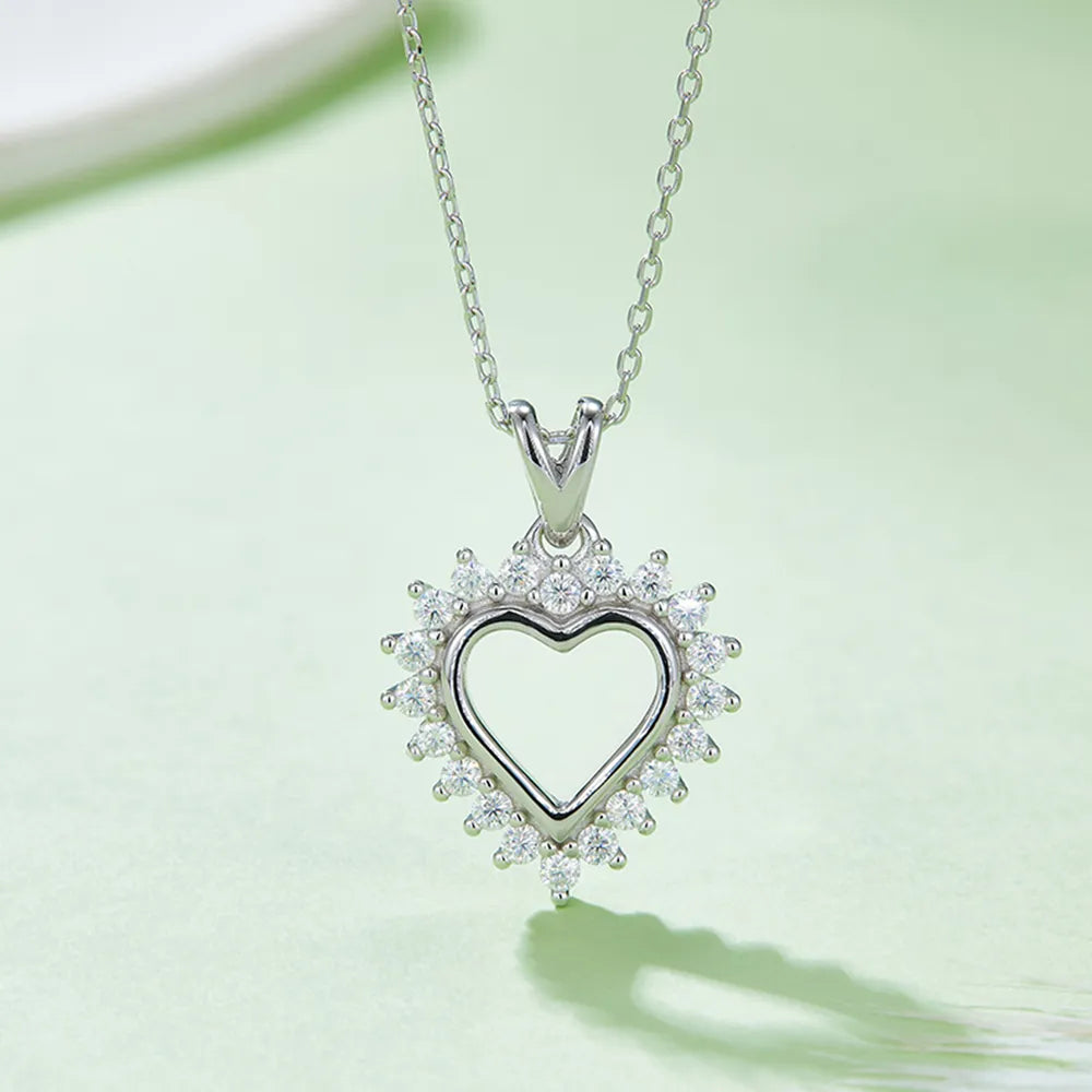 Moissanite 925 Sterling Silver Heart Pendant Necklace - Treasured Gift's & More