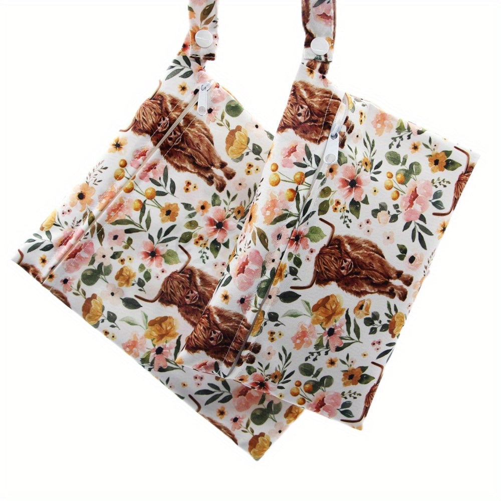 2pcs Soft Cute Cow Prints Wet Bags