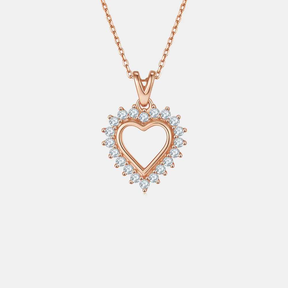 Moissanite 925 Sterling Silver Heart Pendant Necklace - Treasured Gift's & More