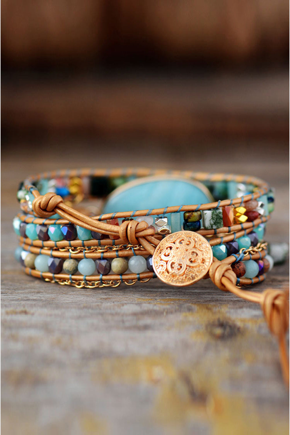 Handmade Natural Stone Beaded Triple Layer Bracelet - Treasured Gift's & More
