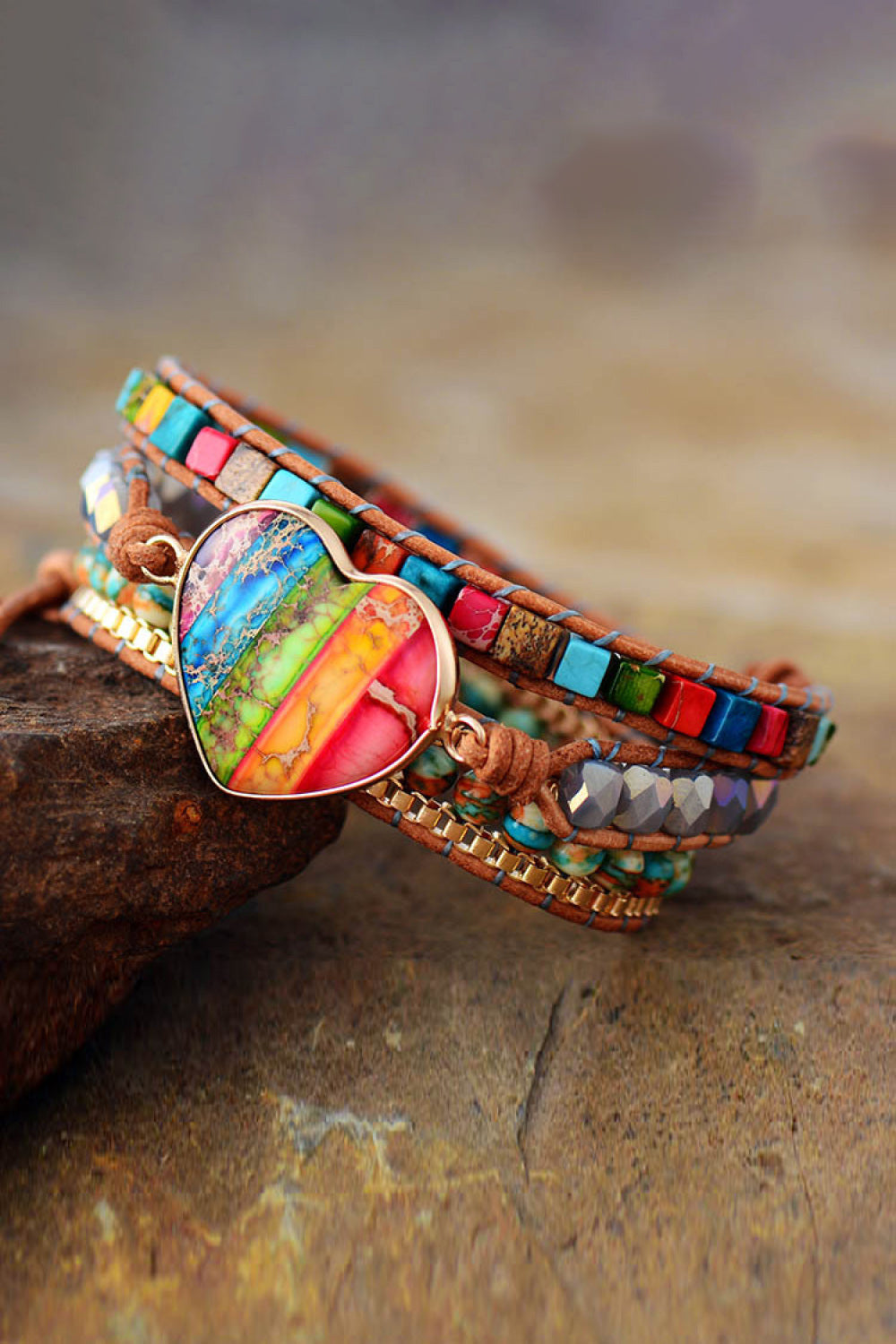 Imperial Jasper & Crystal Layered Bracelet - Treasured Gift's & More