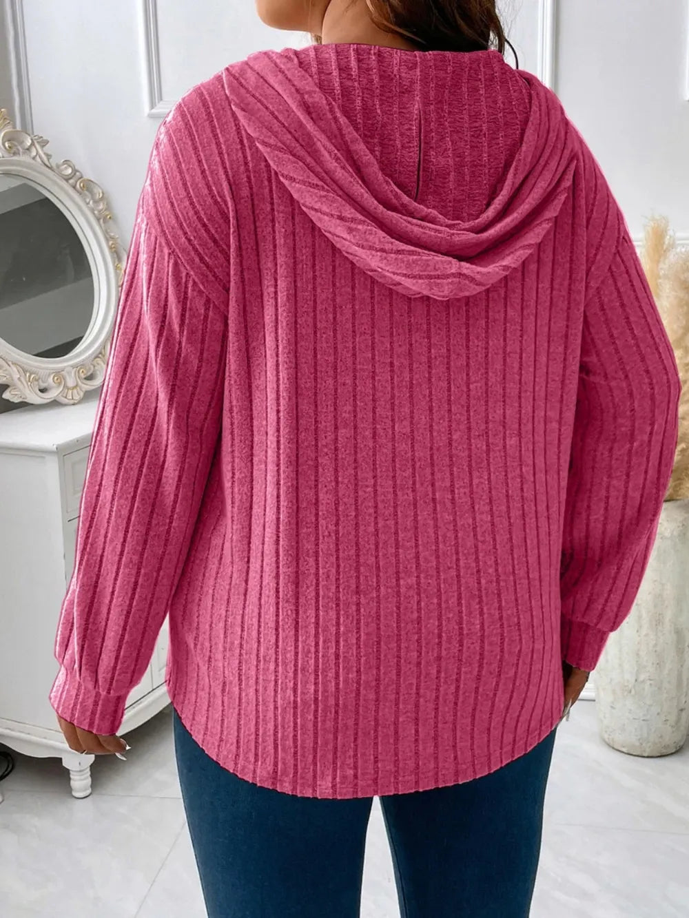 Plus Size Drawstring Dropped Shoulder Hooded T-Shirt - Treasured Gift's & More
