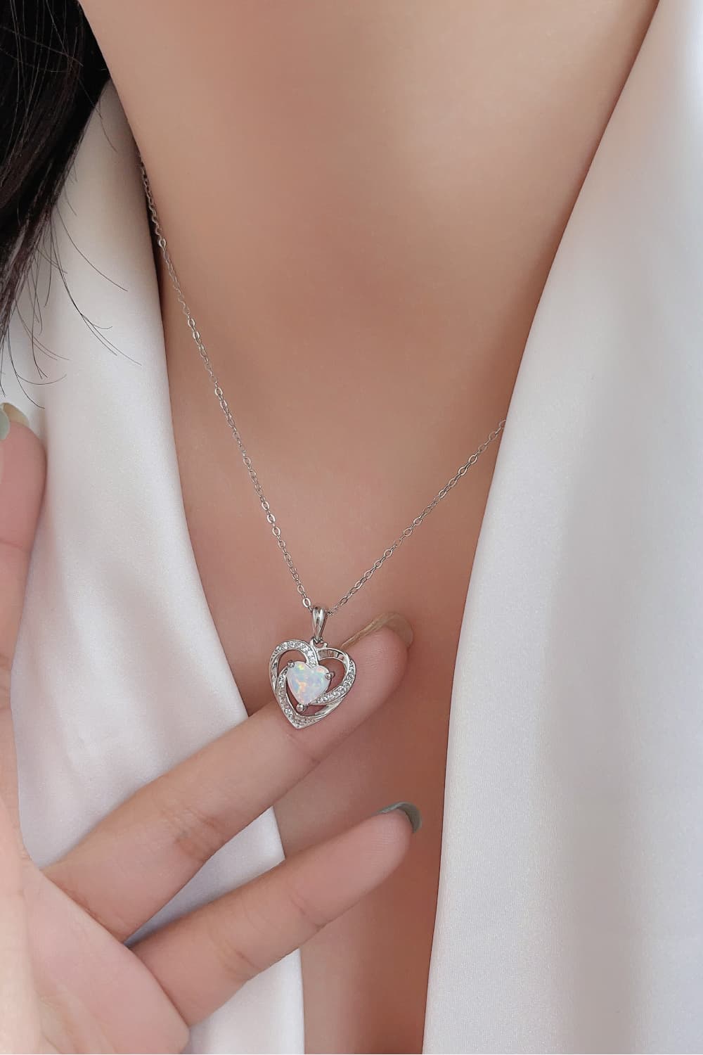 Opal Heart Pendant Necklace - Treasured Gift's & More