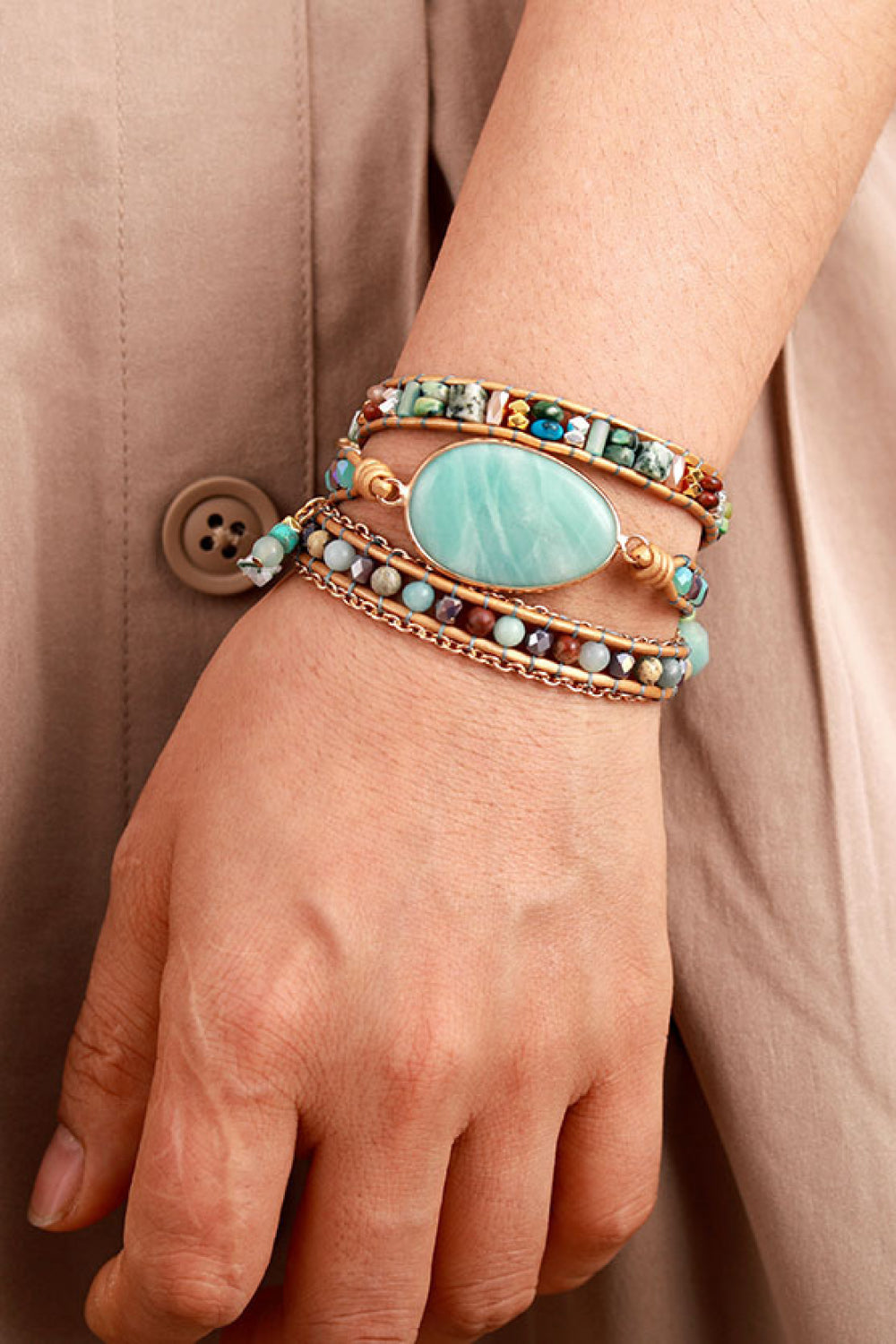 Handmade Natural Stone Beaded Triple Layer Bracelet - Treasured Gift's & More
