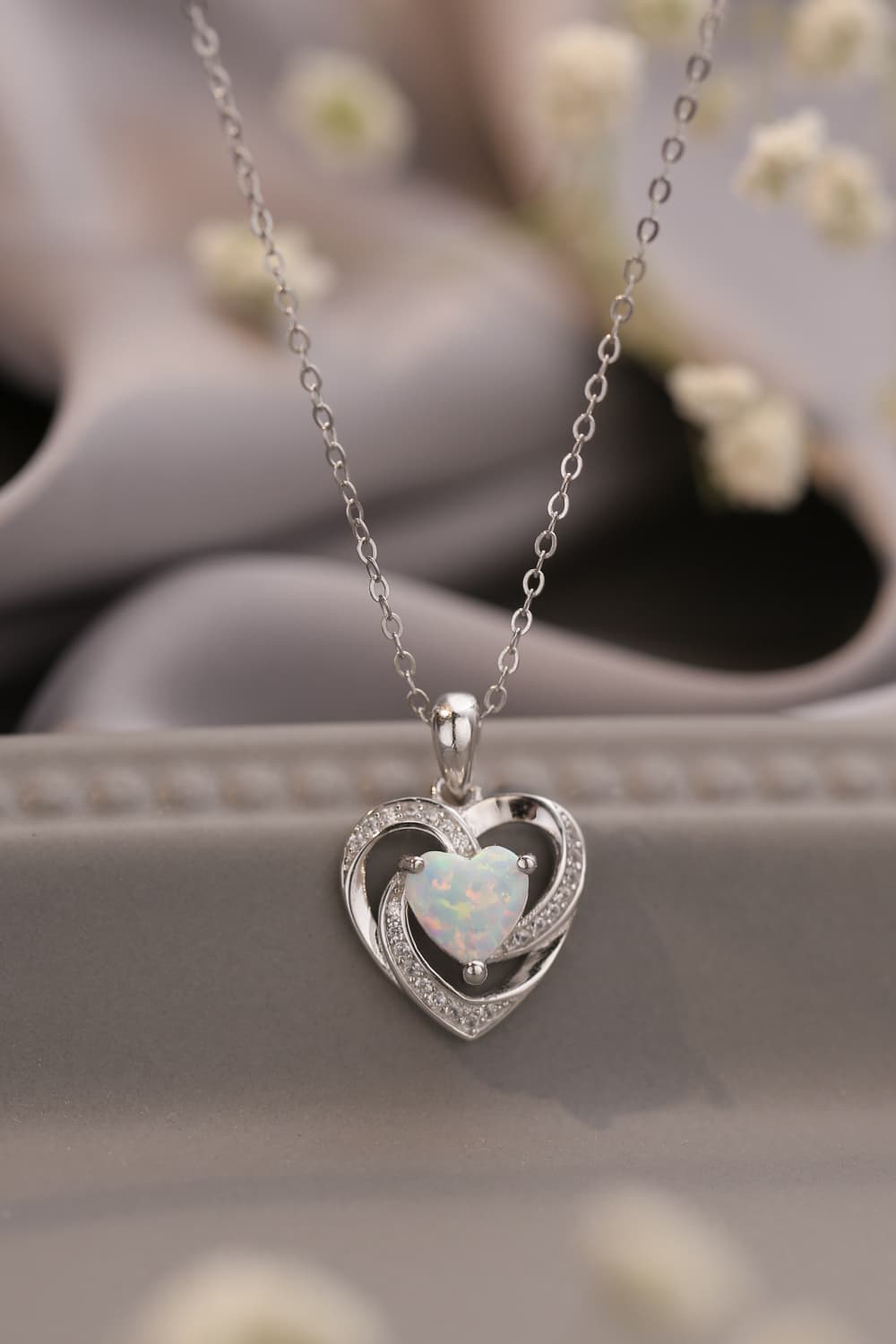 Opal Heart Pendant Necklace - Treasured Gift's & More