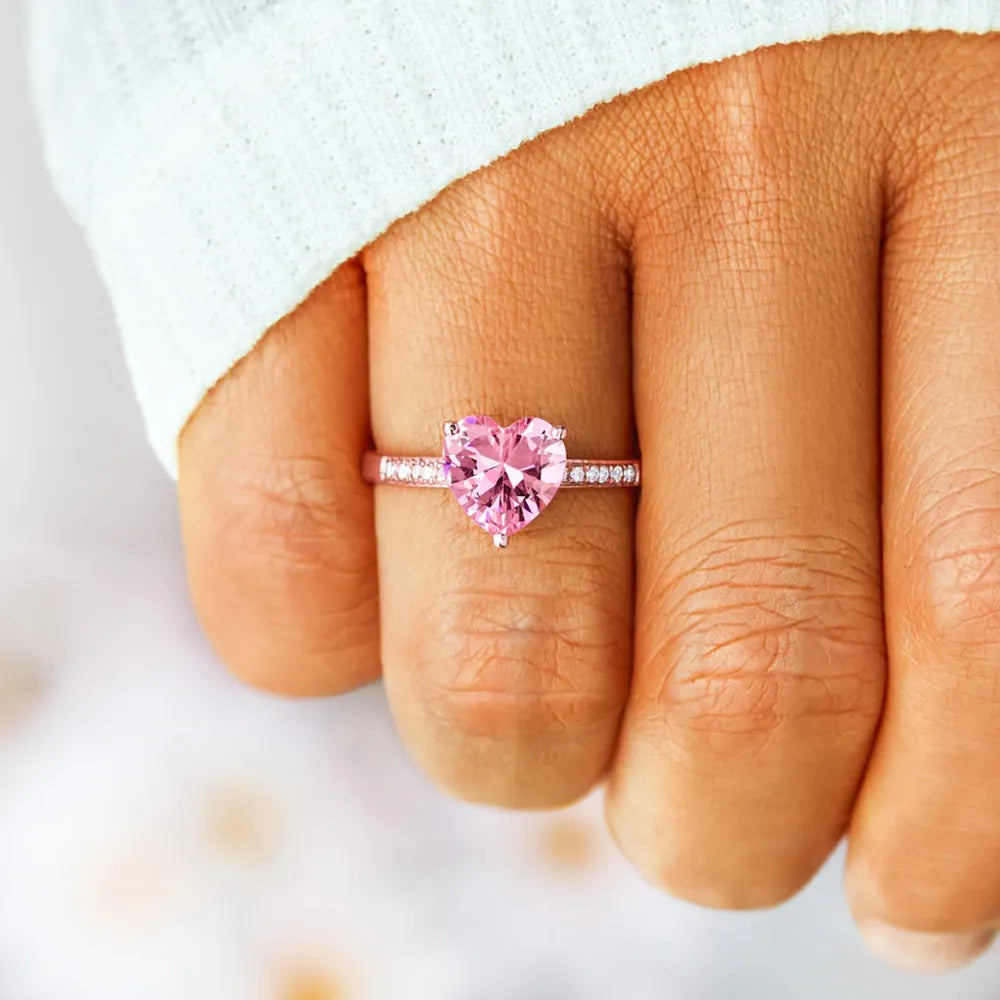 Heart Zircon 925 Sterling Silver Ring - Treasured Gift's & More