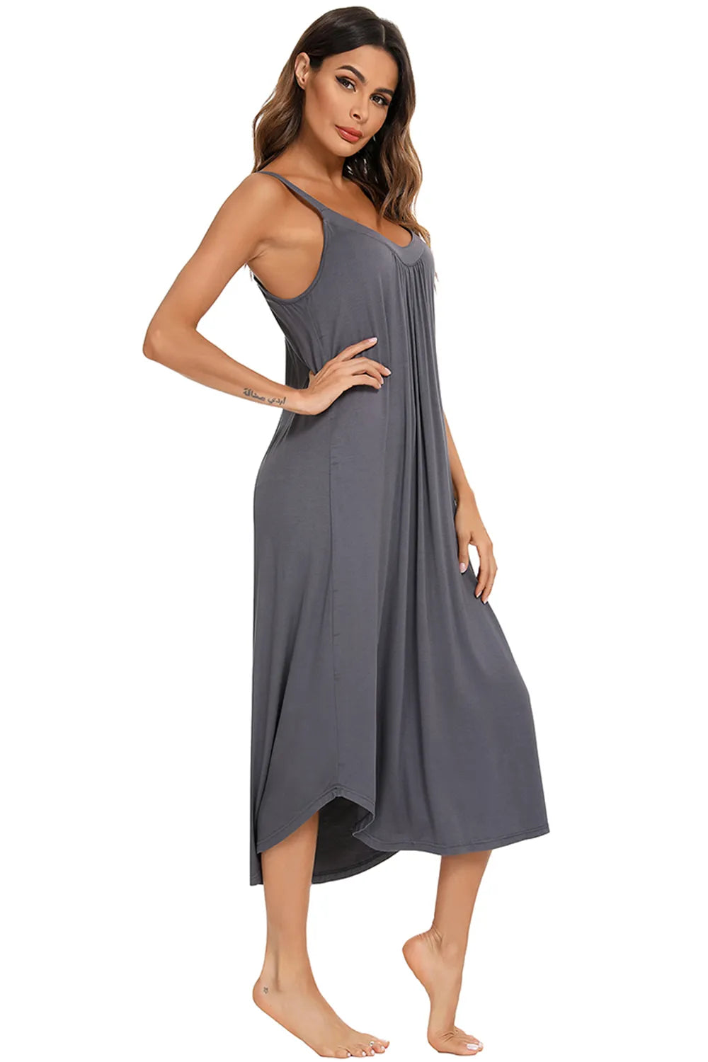 V-Neck Midi Lounge Dress - Treasured Gift's & More