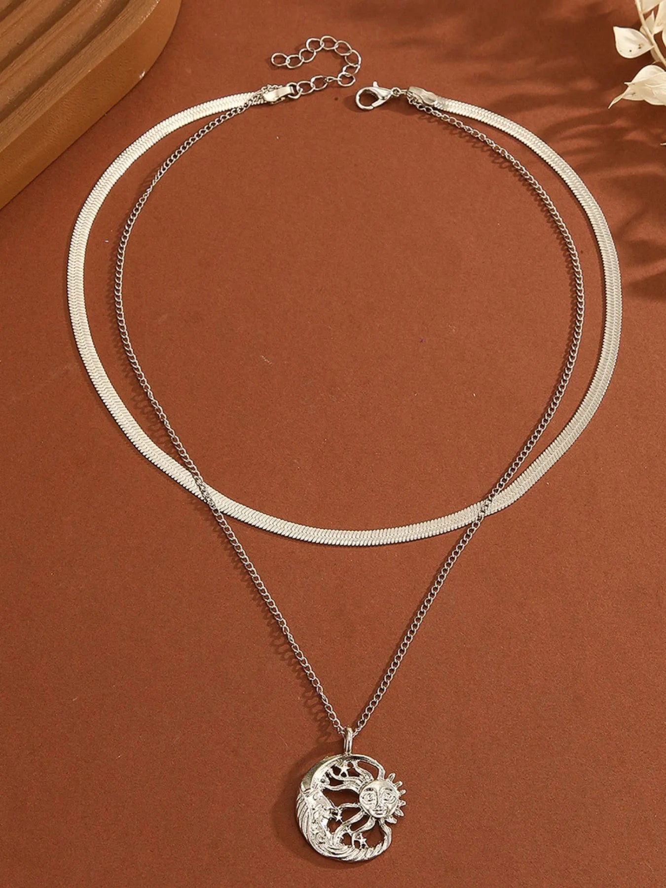 Double Layer Sun Moon Necklace - Treasured Gift's & More