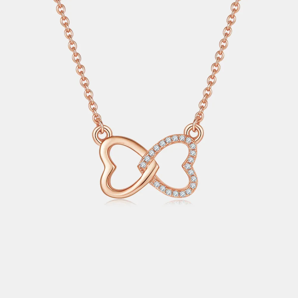 Moissanite 925 Sterling Silver Heart Bow Necklace - Treasured Gift's & More
