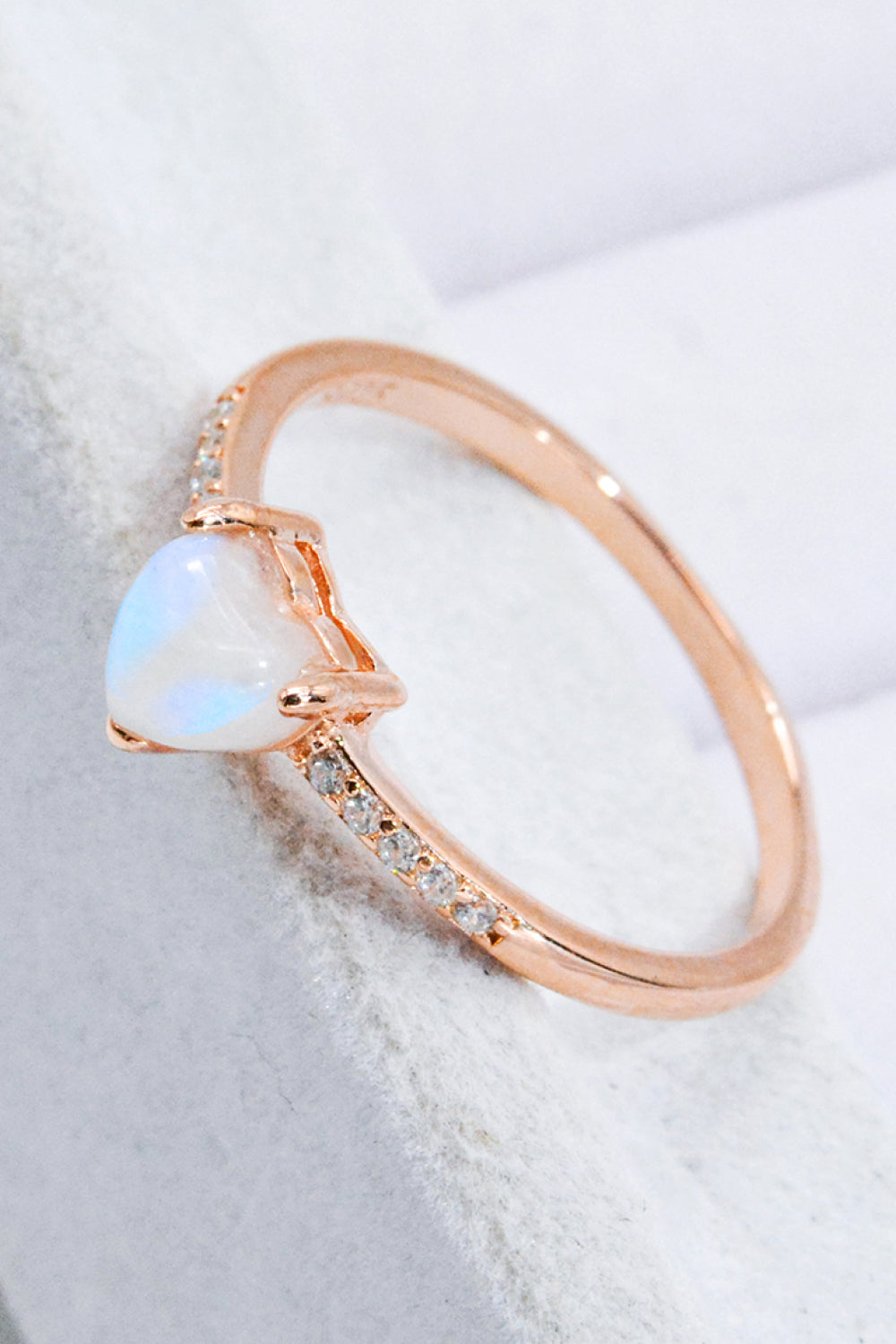Natural Moonstone Heart 18K Rose Gold-Plated Ring - Treasured Gift's & More