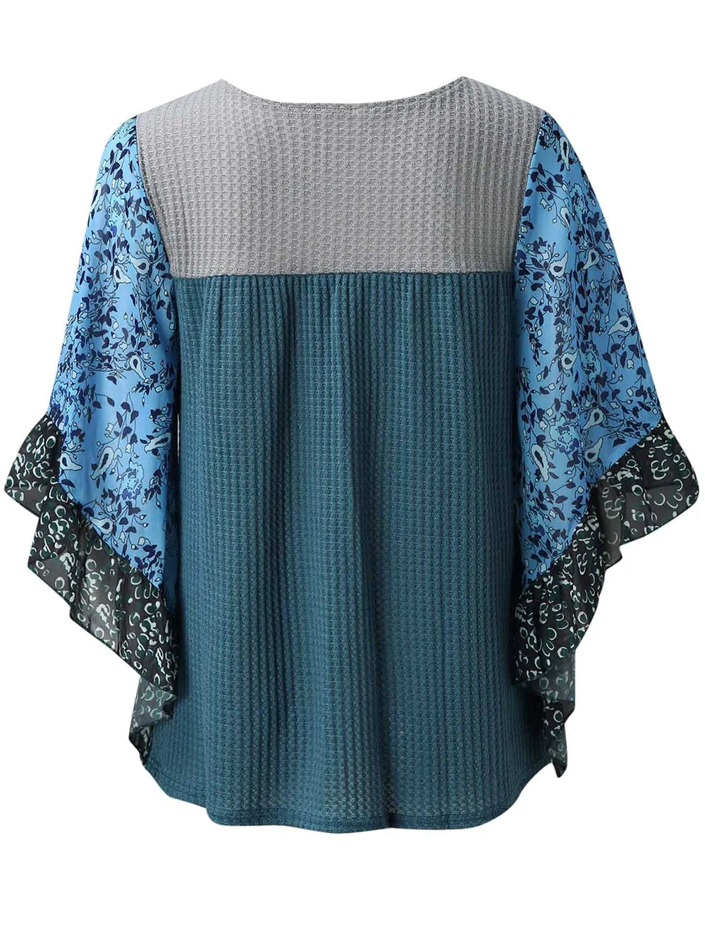 Full Size Printed Round Neck Three-Quarter Sleeve Blouse - Treasured Gift's & More
