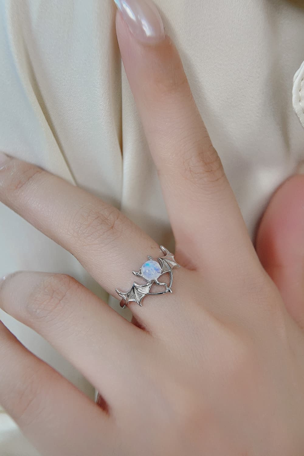 Moonstone Bat 925 Sterling Silver Ring - Treasured Gift's & More